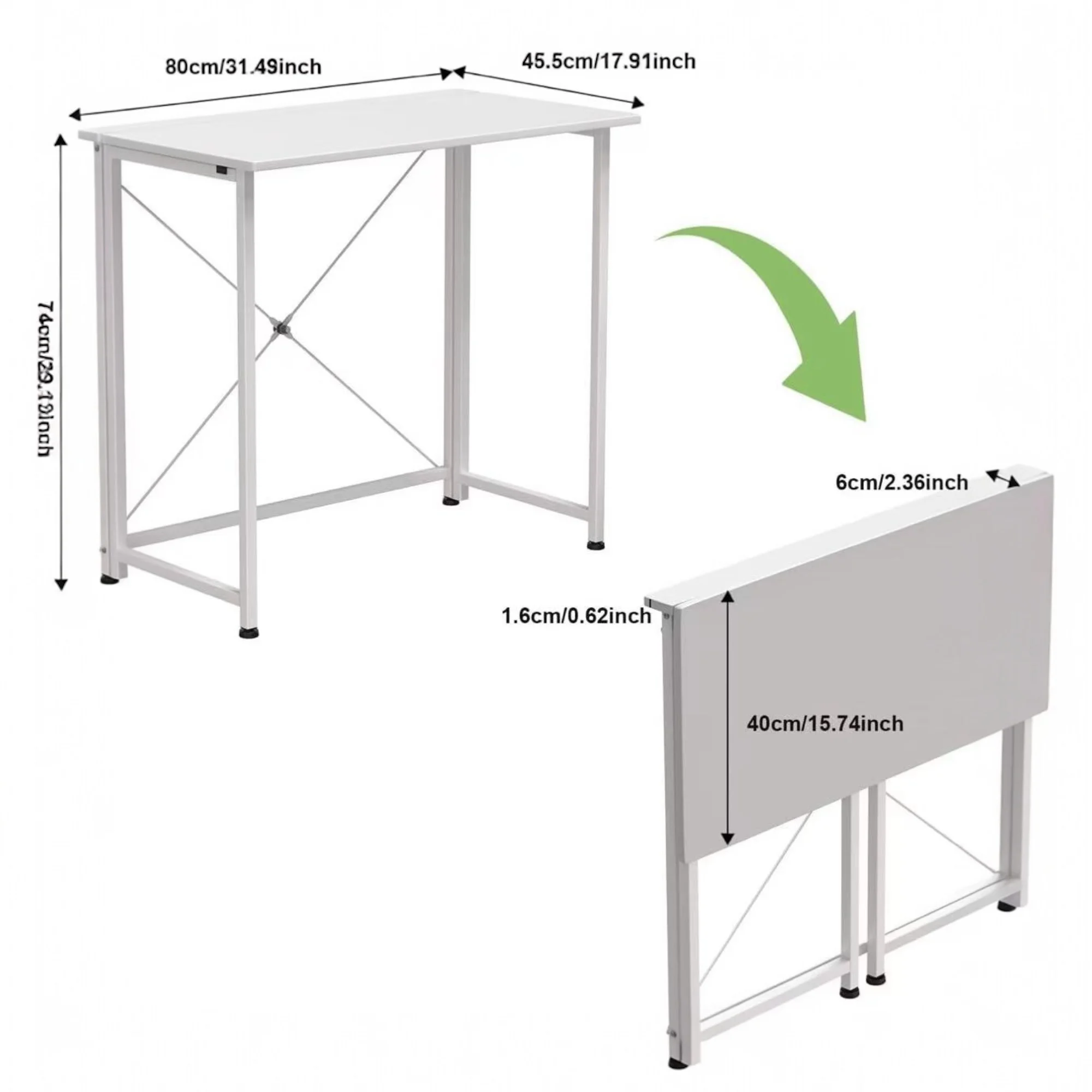 Oferta Mesa Escritorio Plegable, Mesa Ordenador, Compacto sin ensamblaje, Mesa de Estudio para Casa Oficina, Escritorio para computadora Manualidades, Blanca Beige Negra, 80 x 45 x 74 cm (8045)