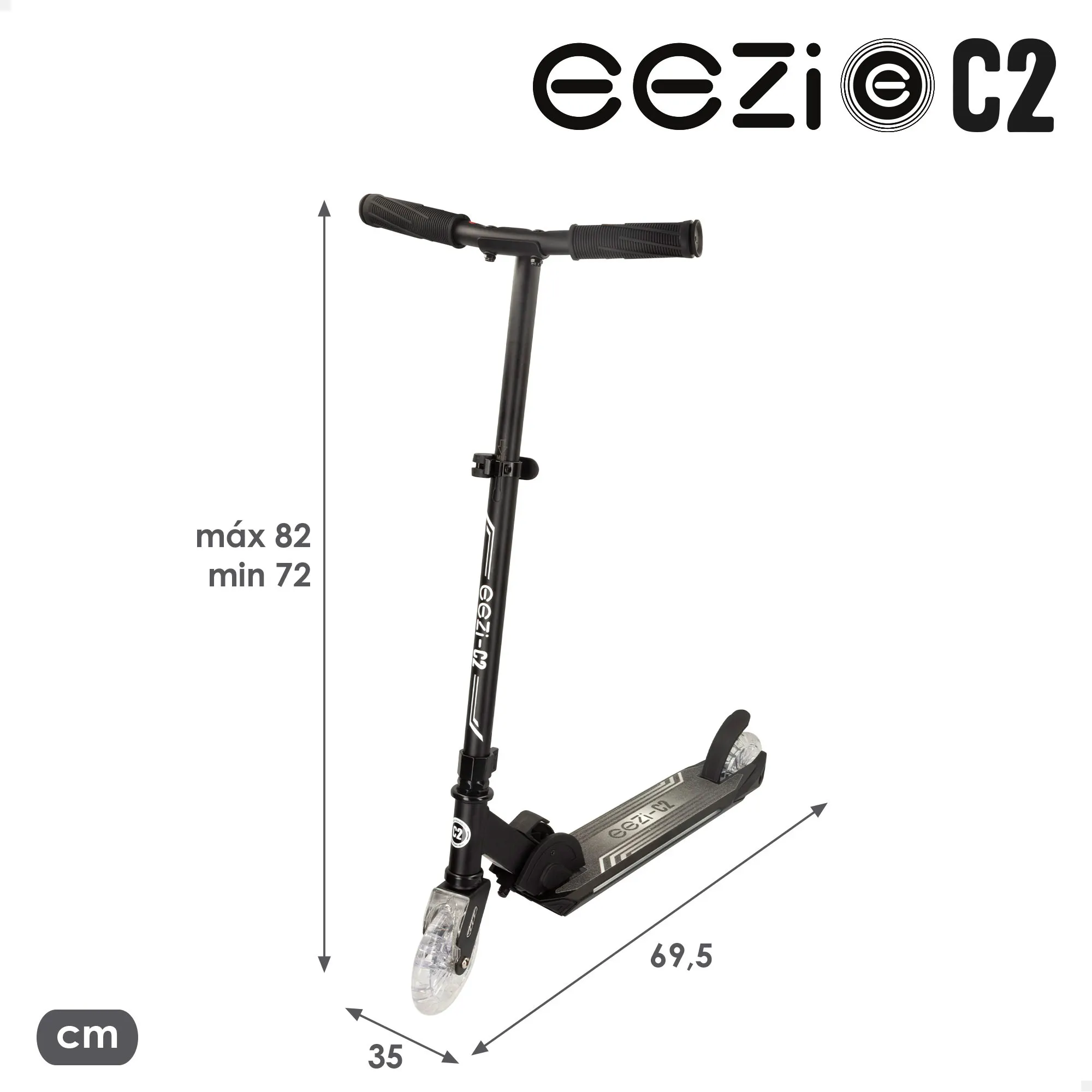 Cb toys black 2 wheel scooter foldable with eezi customizable lights - ideal for children #7