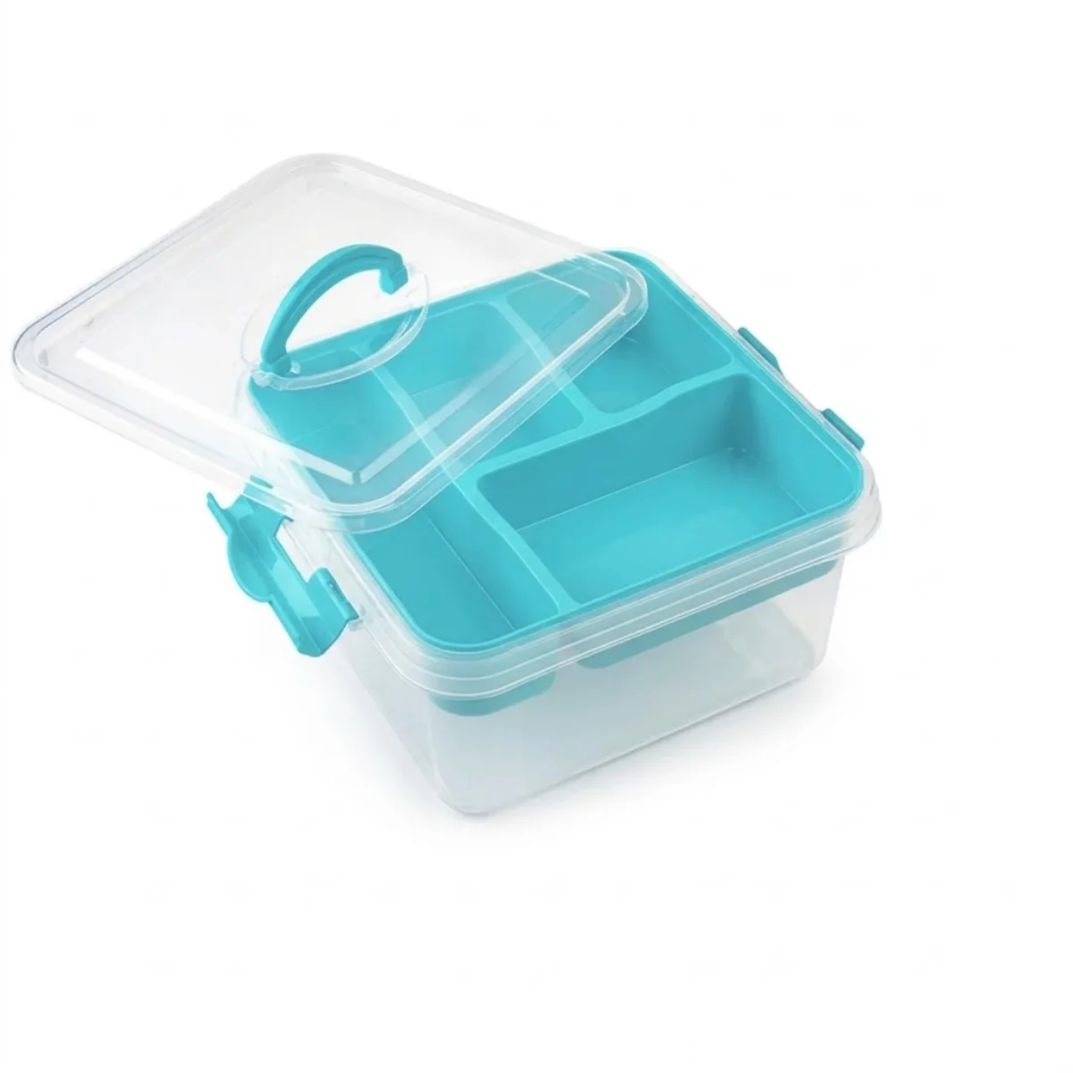 ZYLX SHOPPING – Caja Organizadora de Plástico 5 L con Compartimentos y Tapa | Organizador Multiusos 24,5×26,5×13,5 cm