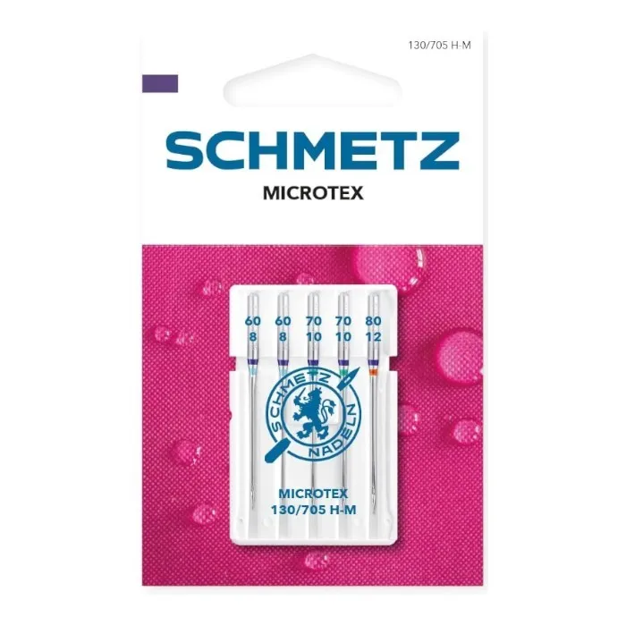 Estuche 5 Agujas Microtex Schmetz Variadas Nº60 / Nº70 / Nº80