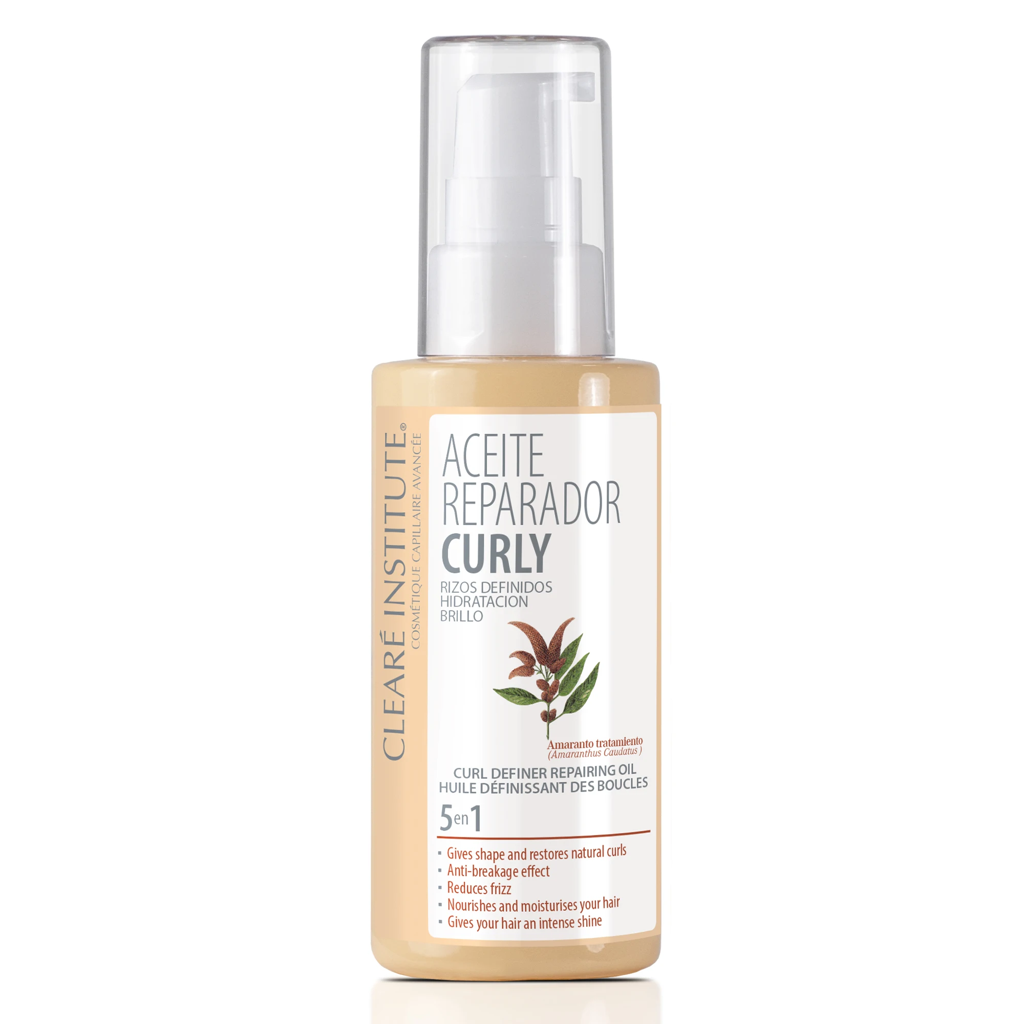 Clearé Institute Repair Oil for Curly Hair - Hydrating Treatment with 89% Natural Ingredients, Anti-Frizz, Enhances Curl Definition, 50ml, Ideal for Curly Method, Nourishes and Restores Dry Hair.