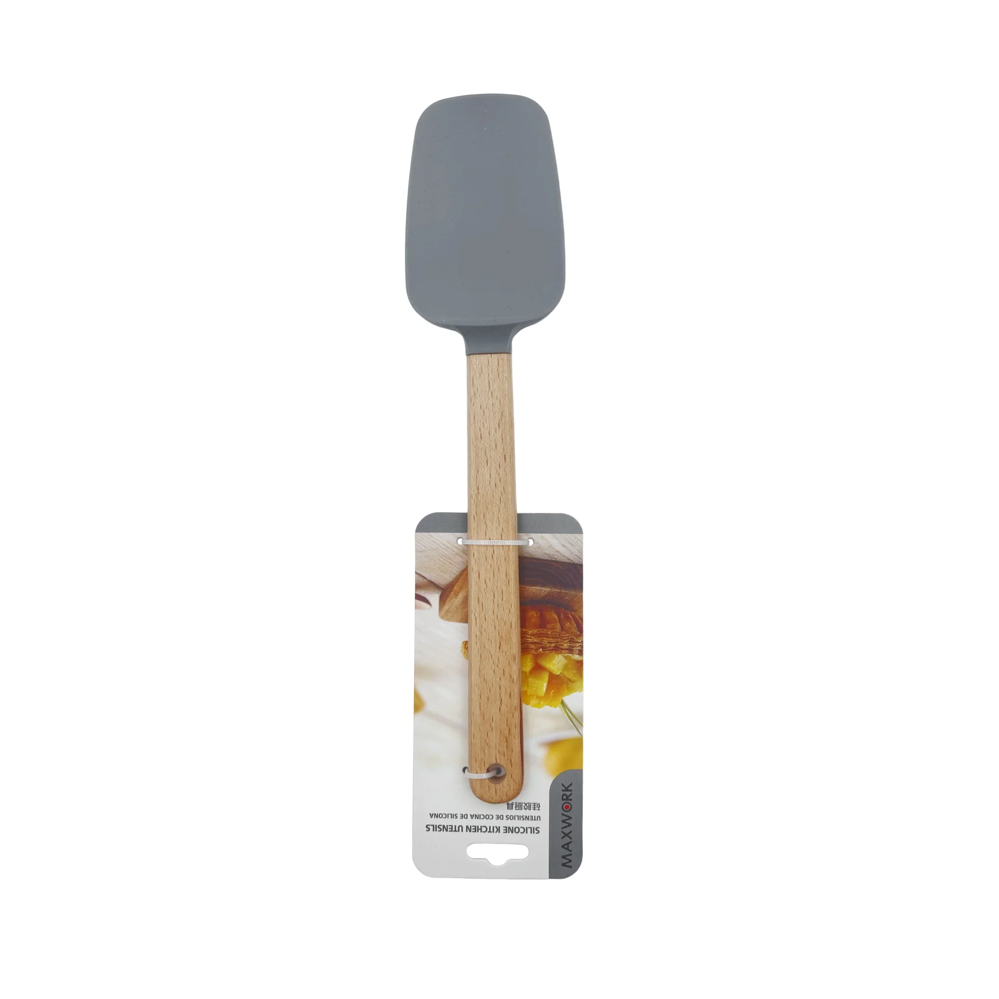 MAXWORK Lengua de silicona 28cm, espátulas de reposteríacon mango de madera,utensilios de cocina