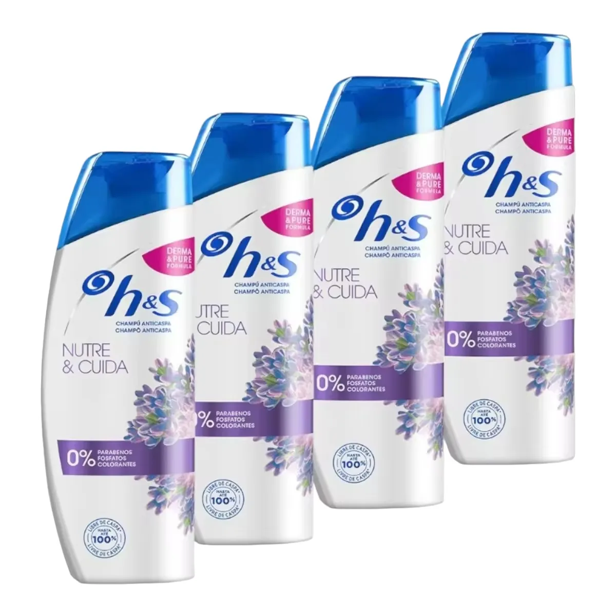 H & S shampoo anti-dandruff smell lavender nourishes & cares up to a 100% of protection against dandruff 270 ml x 4 (Total 1080 ml)