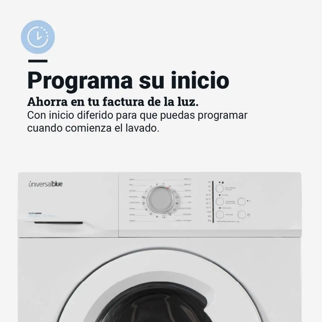 UNIVERSALBLUE washing machine 8 Kg white front loading 16 WASH programs