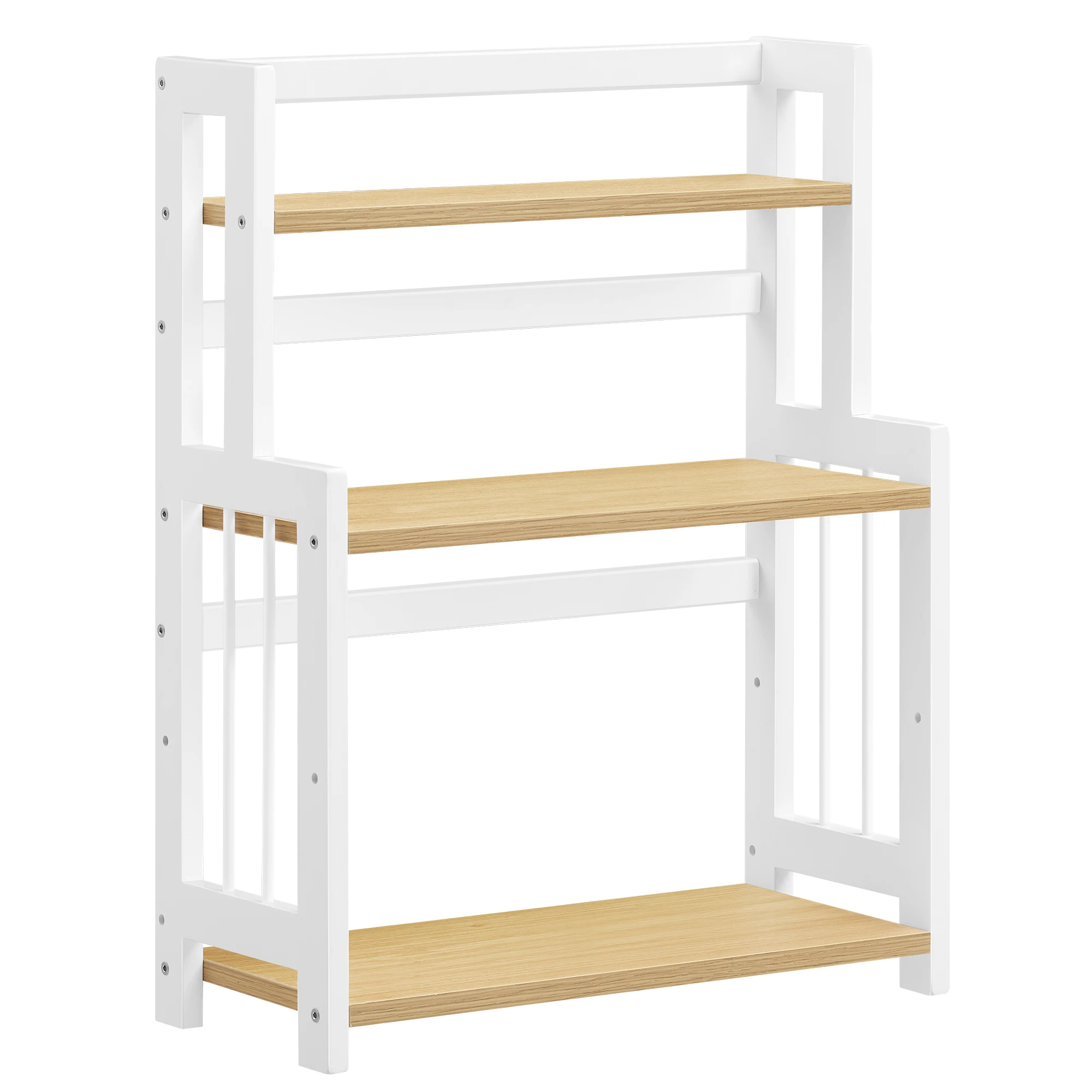SONGMICS Especiero, Estante de Especias, Estante Almacenamiento de 3 Niveles, en la Encimera, Organizador, Marco de Bambú, para Cocina, Comedor, Oficina, Roble Natural y Blanco Nube/Beige Natural