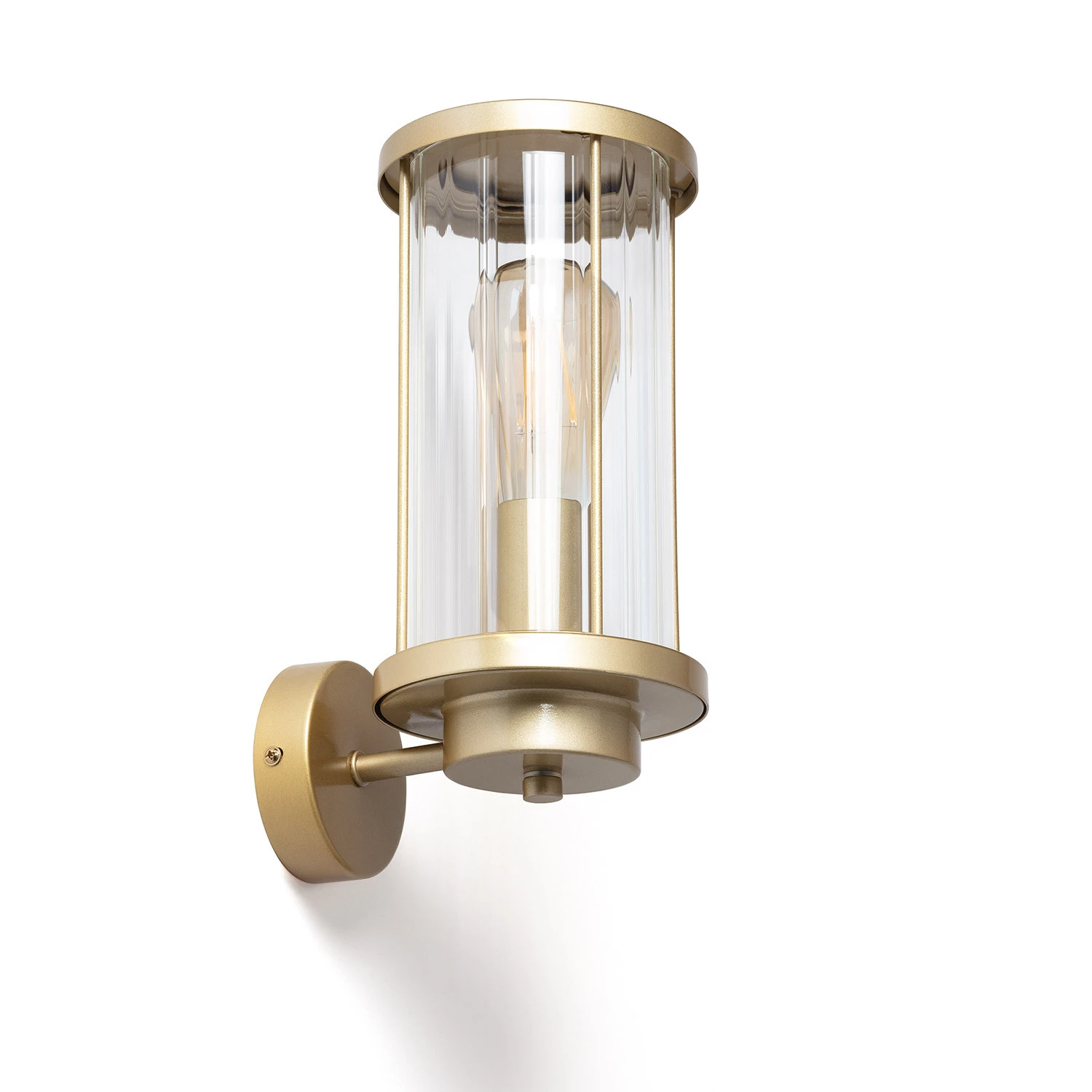 Ledkia Lámpara de Pared Exterior Cristal Gauta Dorado