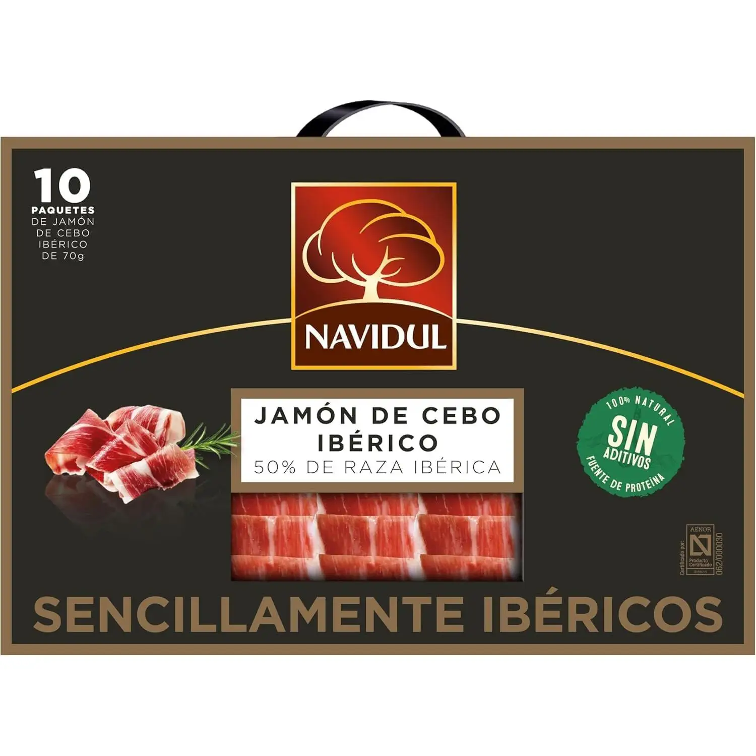 Navidul Maletín de Jamón de Cebo Ibérico (50% raza ibérica)10x70g-Maletín de Paleta de Cebo Ibérica (50% raza ibérica)10x70g
