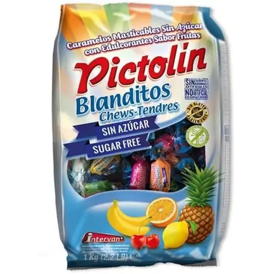 Caramelos Masticables Sin Azúcar Sabor Frutas – Variedades Blanditos y Minizum – Bolsa Ahorro 1 kg – Golosinas Sin Gluten con Edulcorantes para Compartir, Consumo Diario, Oficinas, Fiestas y Eventos
