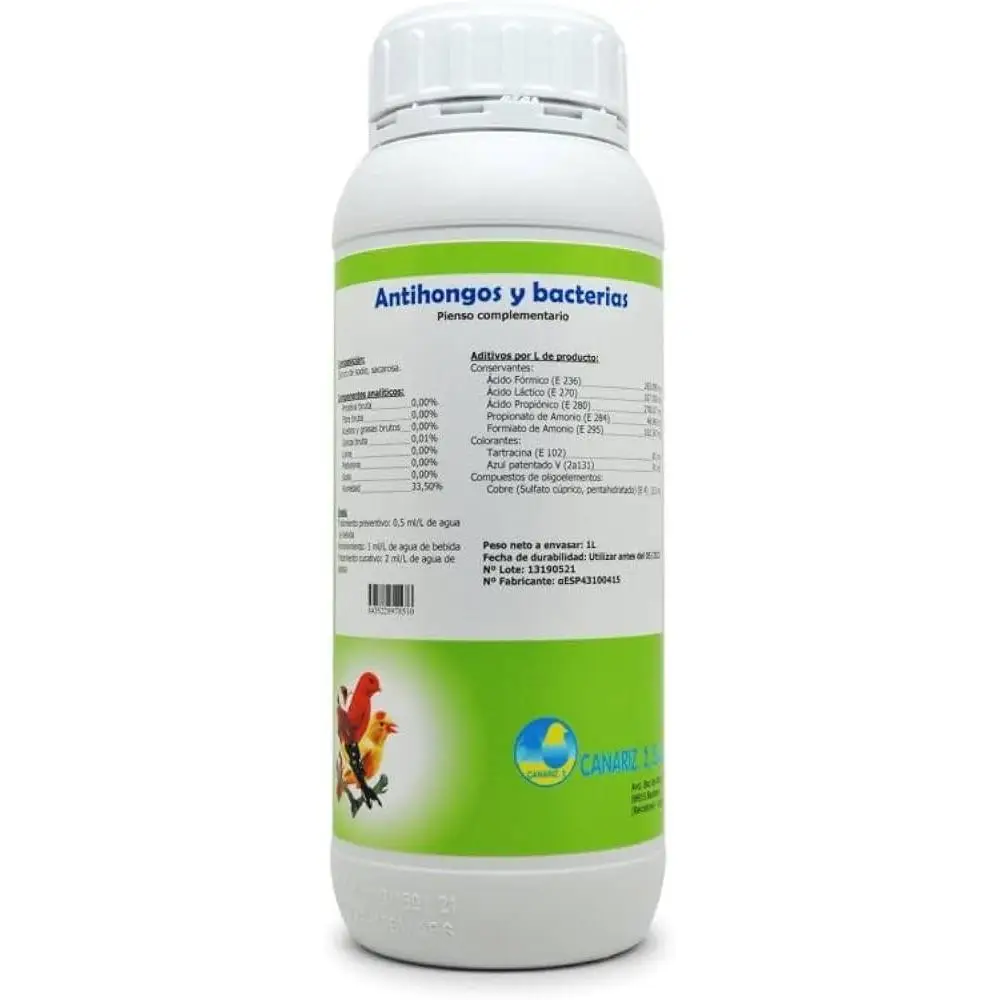 Purificante Natural Antihongos y Antibacterias CANARIZ para el Agua de Aves 1 Litro