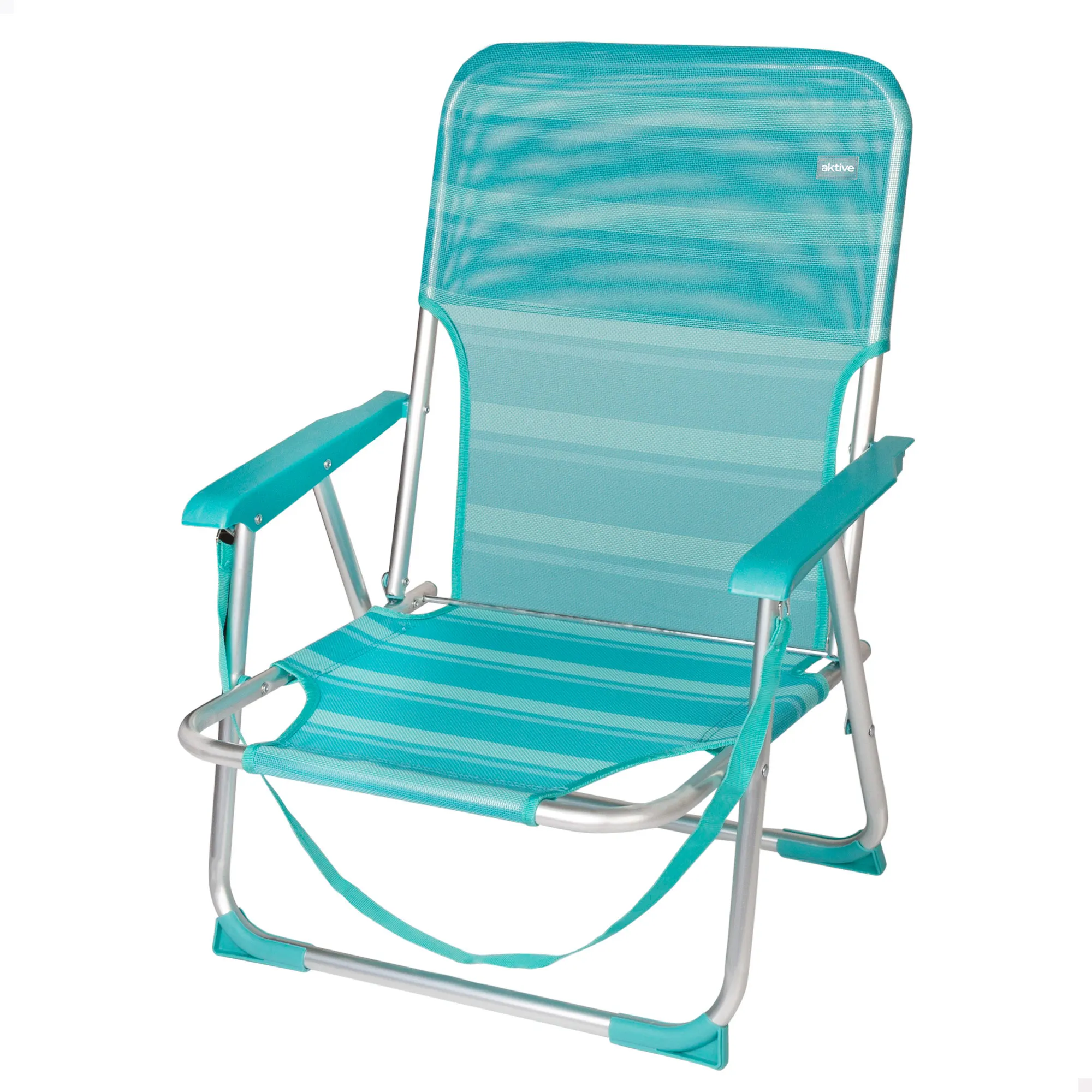 Aktive - Silla de playa plegable, posición fija, topes antivuelco, estructura aluminio, tejido textileno, asa transporte de hombro, sillas plegables, silla plegable camping, jardín