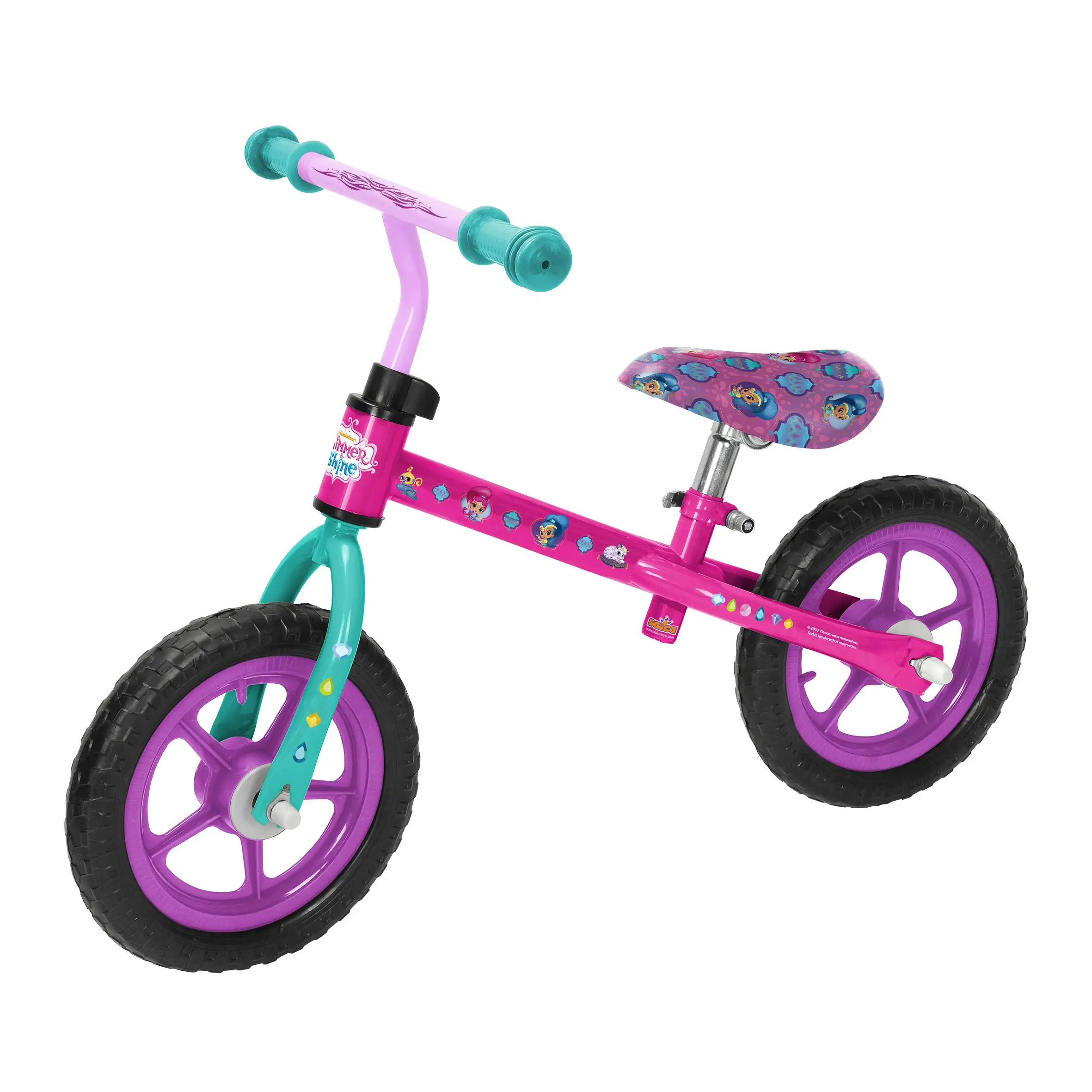 Walking Bike - Bicicleta sin pedales, de 2 ruedas,  de Shimmer and Shine (2702)  ligera y fácil de manejar. Sillín y manillar ajustables.Calidad al mejor precio. De acuerdo a la normativa CE. +3 años