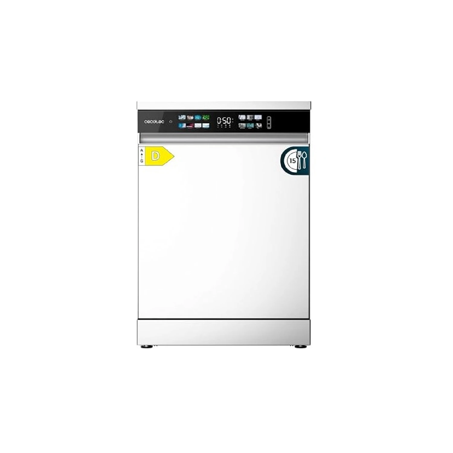 Cecotec Lavavajillas 60 cm Libre Instalación Bolero Aguazero 6210 D. 15 Cubiertos, Bajo Consumo, Pantalla Fullcolor XXL