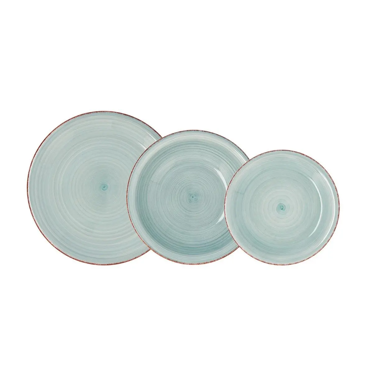 Quid Vajilla Gres Azul Aqua 18 Piezas Apilable Pintado a Mano Apto Microondas Lavavajillas
