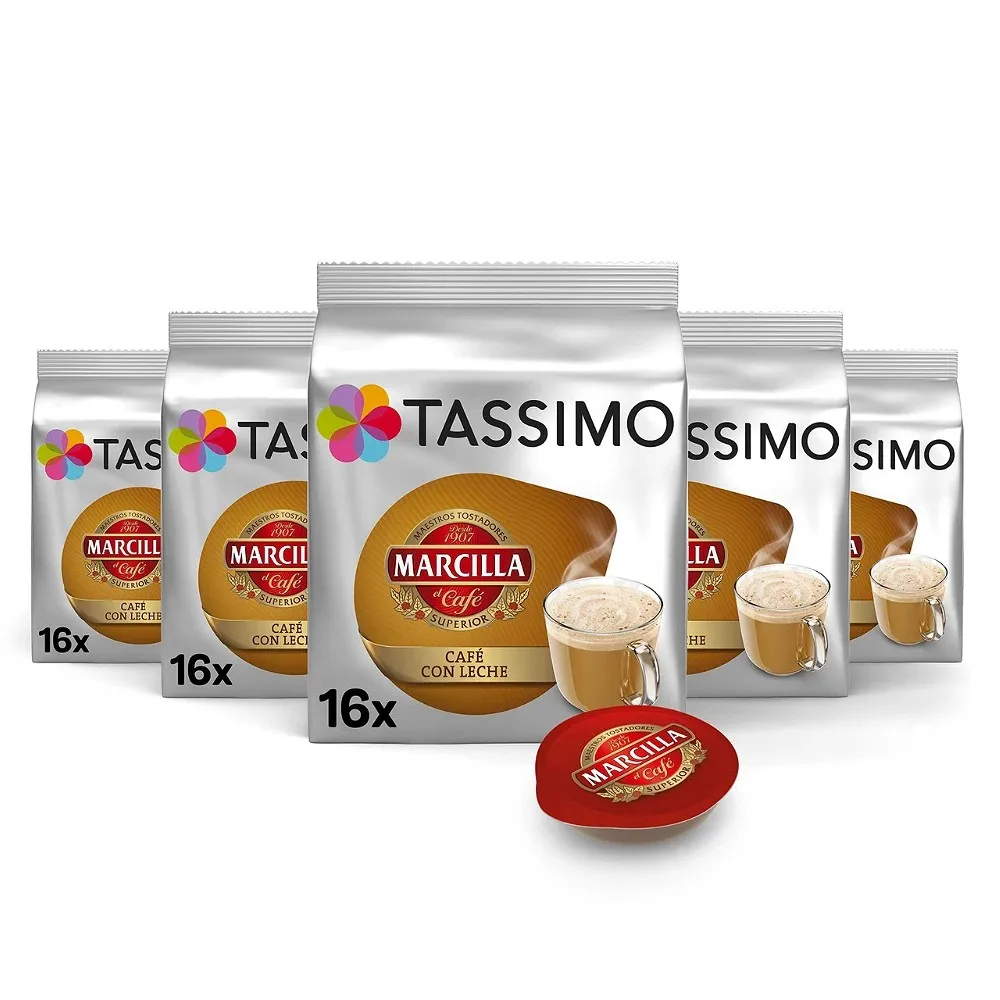 Pack 5 boxes of porcilla milk coffee 16 services 8711000502518 Tassimo system