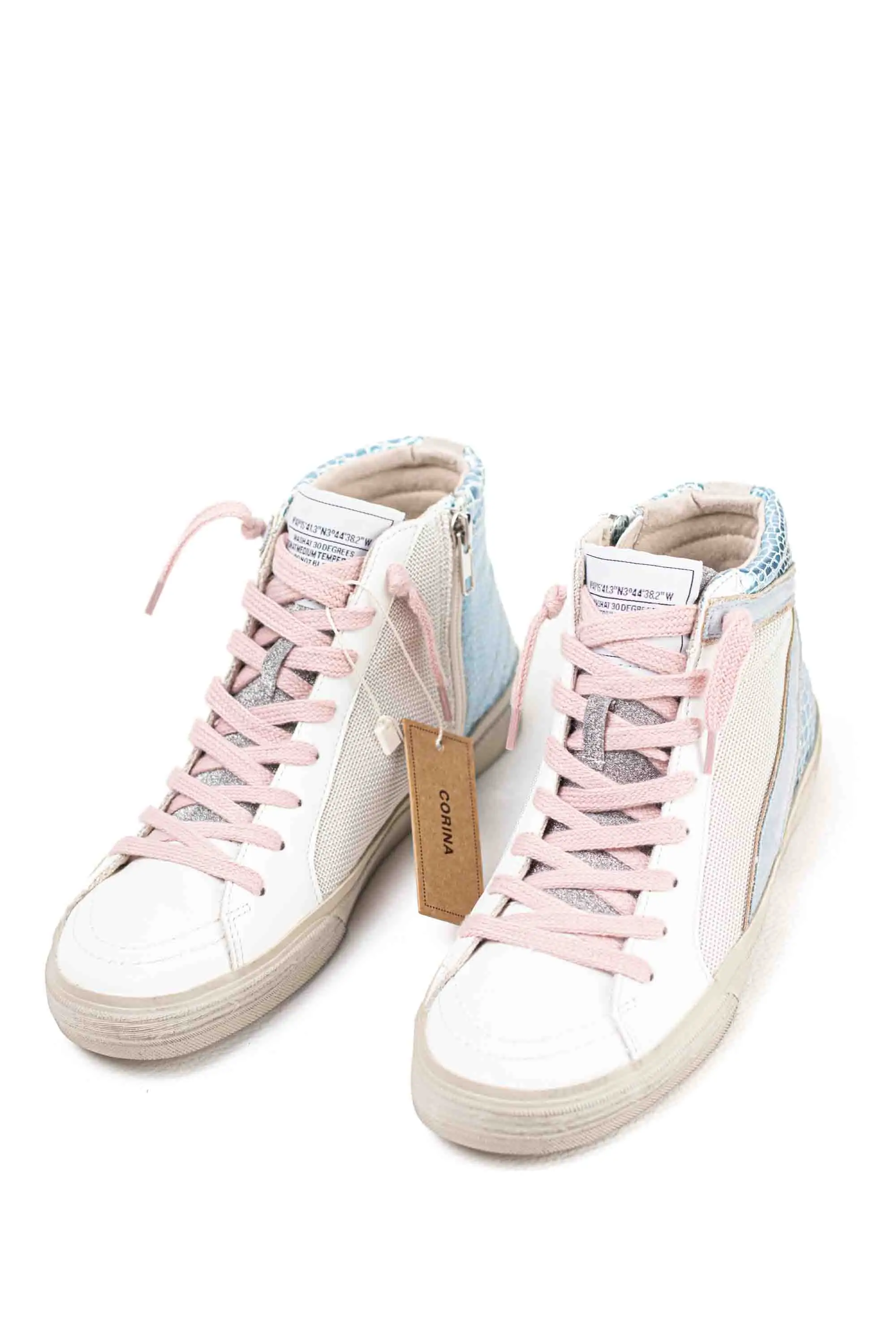 Mynzi Corina lace up glitter platform booty