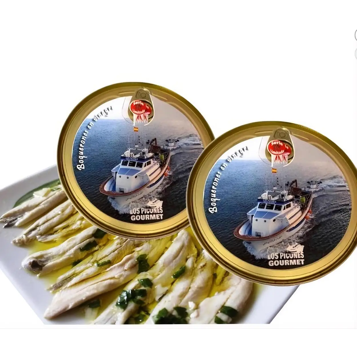 Los Picones Gourmet® Boquerones en Vinagre con Aceite de Oliva I Pack 2 Latas (130gr. neto).
