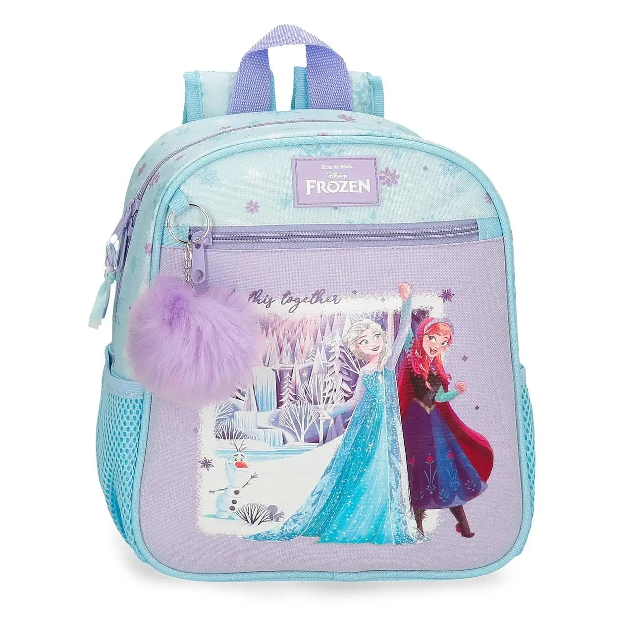 Mochila escolar adaptable a carro Frozen in this together 23x28x10cm Lila