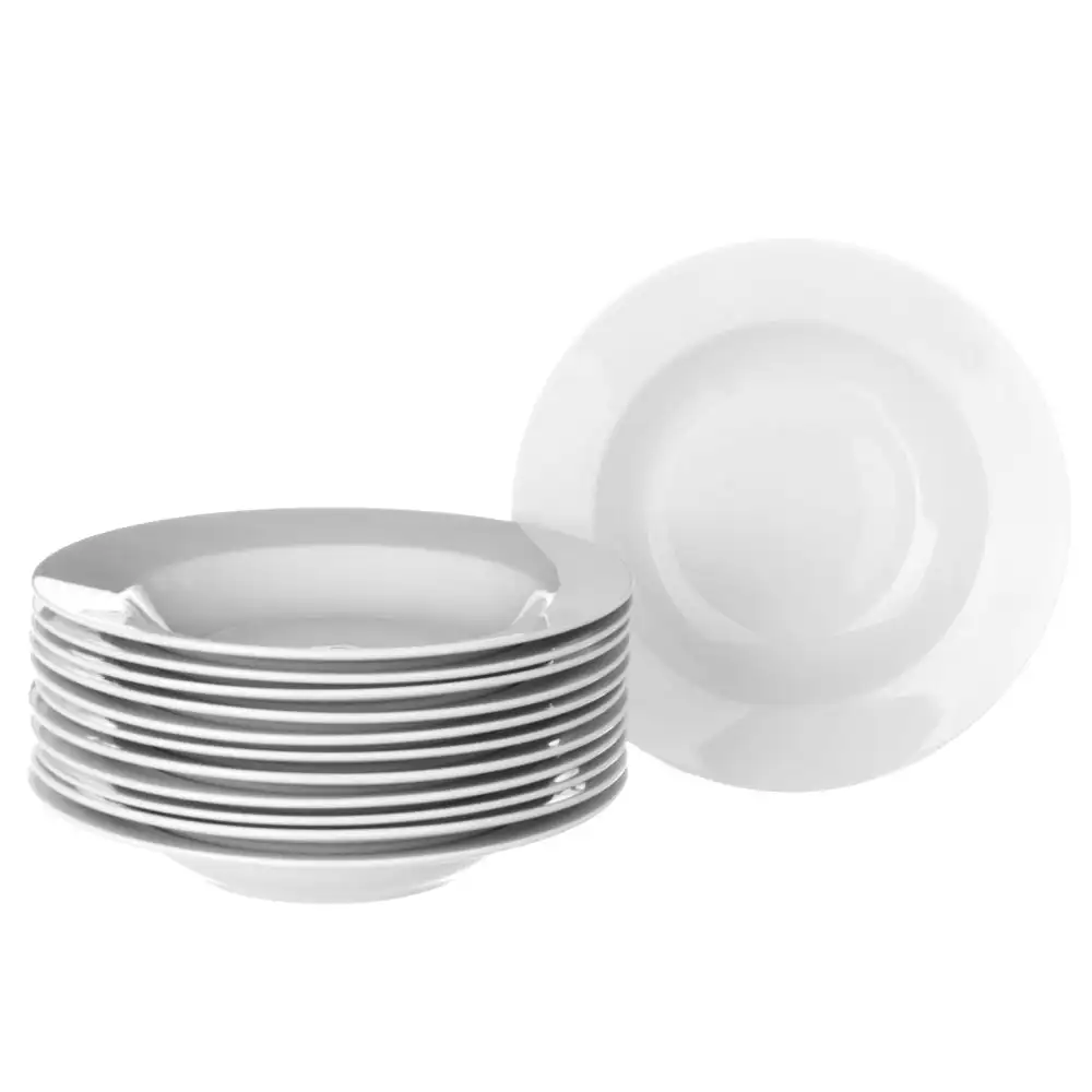 Lola Home Set de 12 platos hondos blancos de porcelana de Ø 21 cm