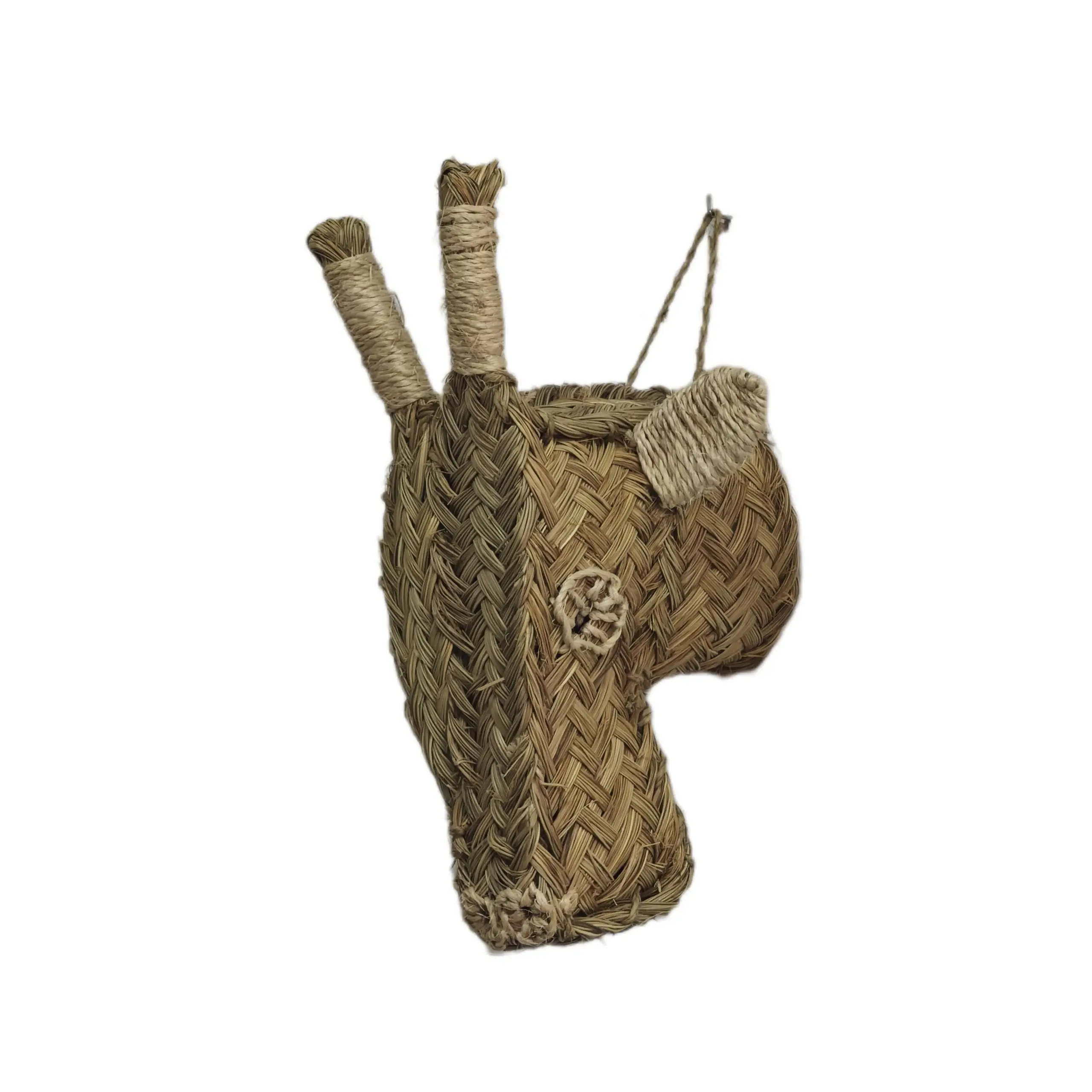 Cabeza de Jirafa de Esparto - Marca Rigón - Adorno decorativo para pared - Dale a tu hogar un estilo rústico y Boho - Hecho a mano con esparto nacional - Producto natural - Varios tamaños disponibles.