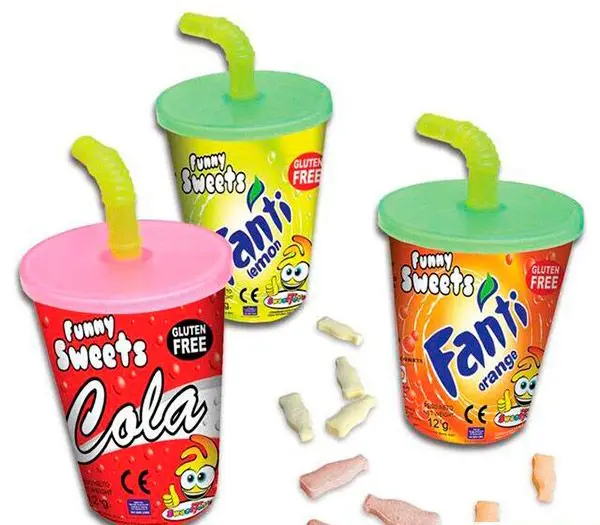 Candy tablets soft drinks FUNNY SWEET 24 cans GLUTEN free