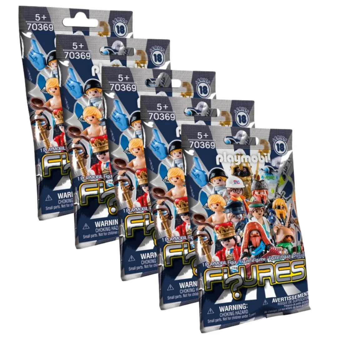 PLAYMOBIL SOBRES SORPRESA - PACK DE 5 SOBRES DE LA SERIE 18 DE CHICOS, 70369, TIENDA CON LICENCIA OFICIAL