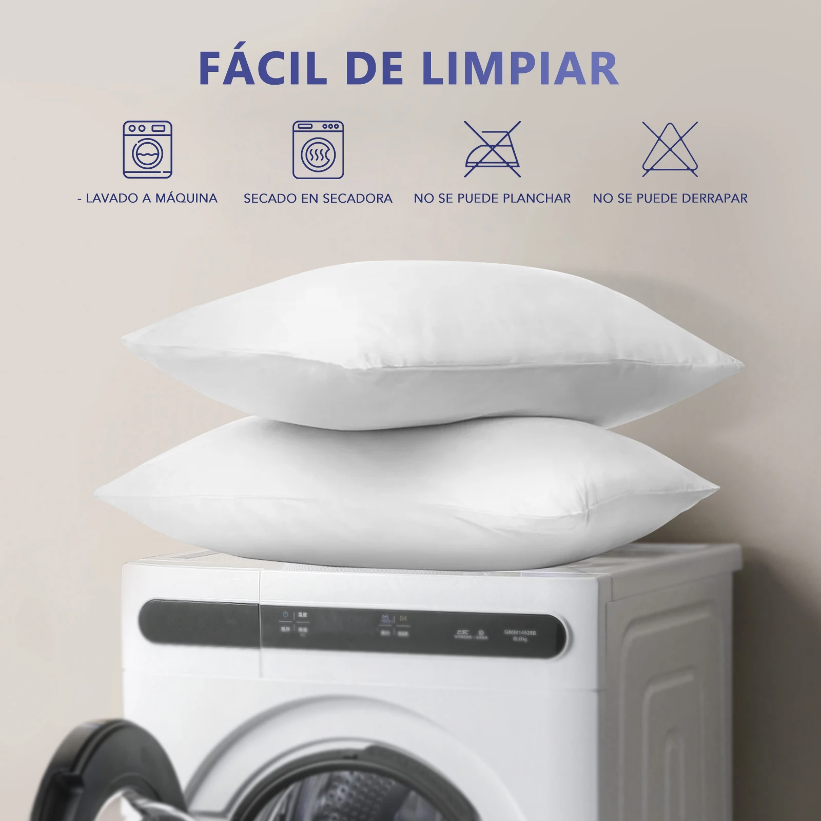 EasySpeed Microfiber Pillow 70cm 80cm 90cm, Ergonomic Design with Medium Firmness, Hypoallergenic and Breathable, Washable by Hand or Machine, Retains Shape, Color White