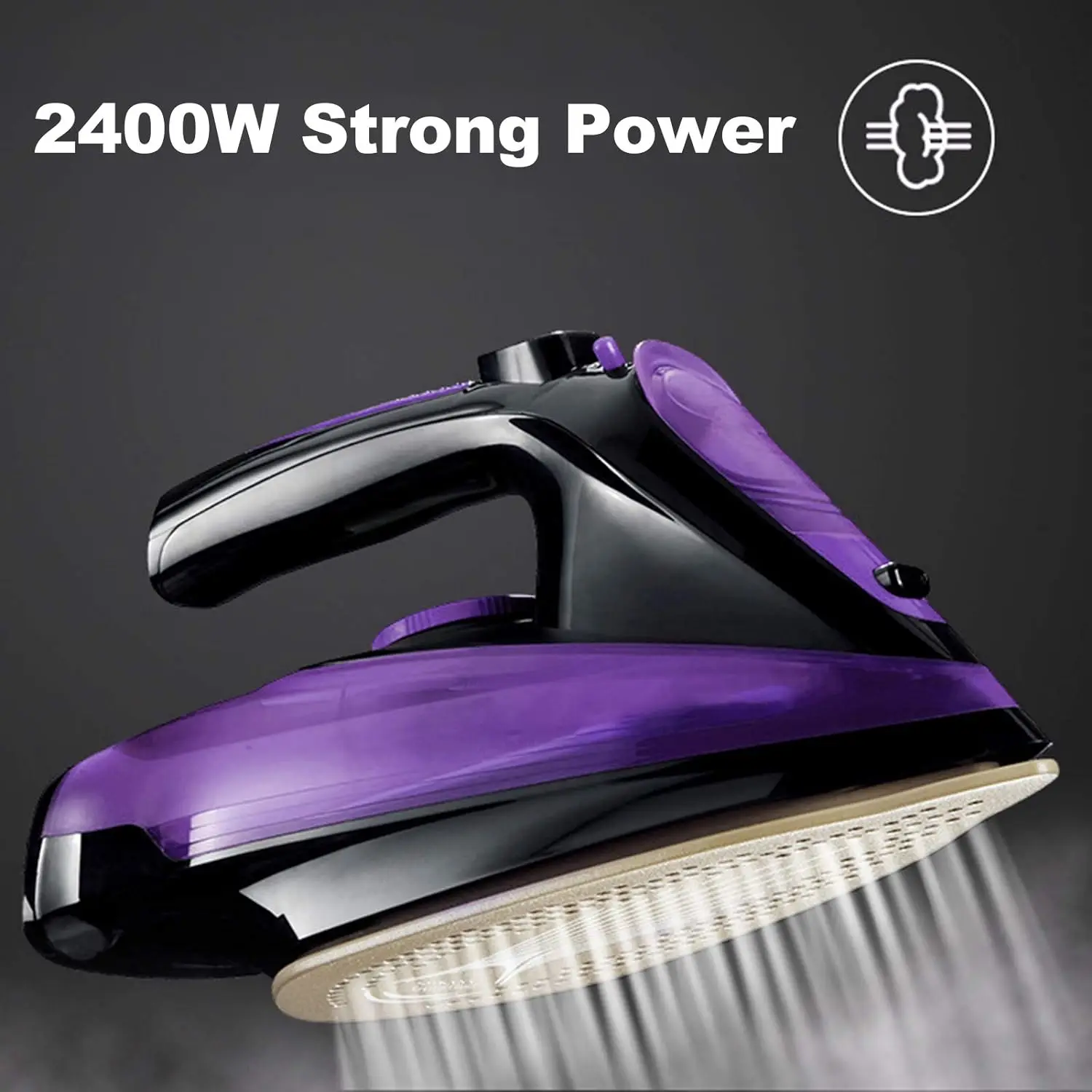 Cordless steam iron, 2400 w, 370 ml water tank, cordless steam iron with ceramic base and sole