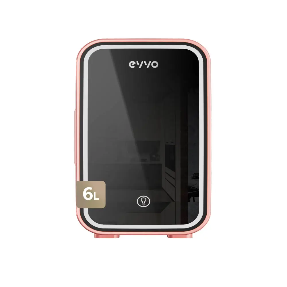 Nevera Mini EVVO F6 Beauty Rosa, 6 L, Enfría y Calienta, Luz LED, AC/DC
