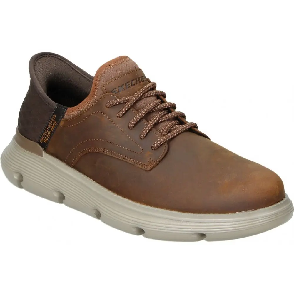 SKECHERS | Men's Casual Skechers Slip-ins Garza Gervin shoe-Brown comfortable shoes-lace-up shoe-Casual style-versatile-high quality-comfort-205046-CDB