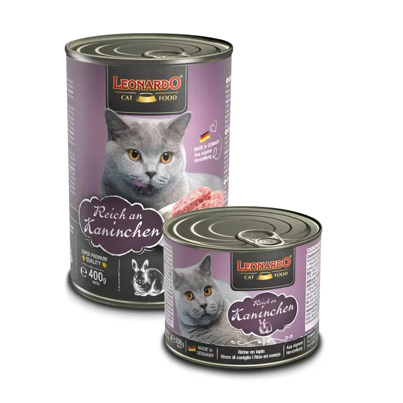 Leonardo Rich in Rabbit Wet Food in Can for Adult Cats