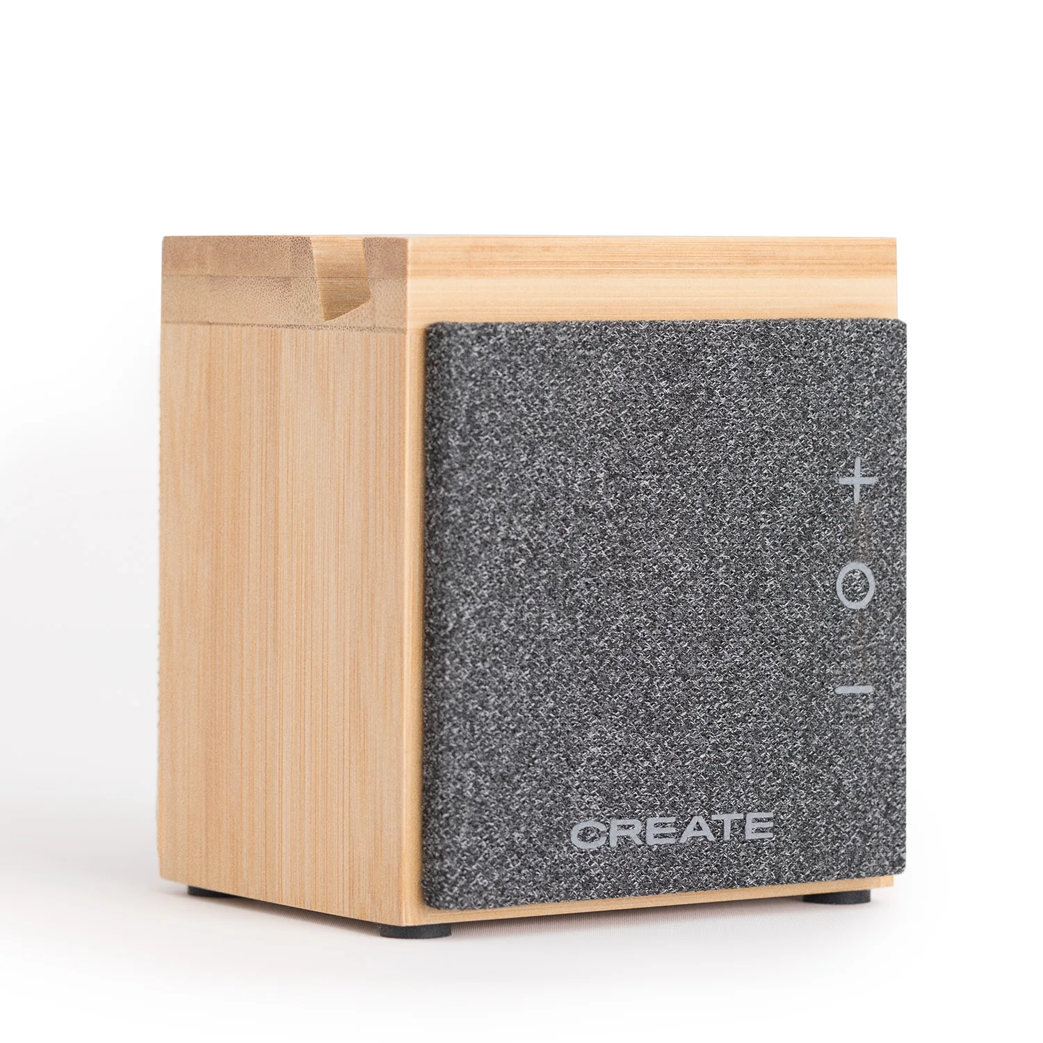 Create bamboo bluetooth speaker with smartphone stand - usb/jack charging, 1800mah battery and microphone for calls - speaker power 5w