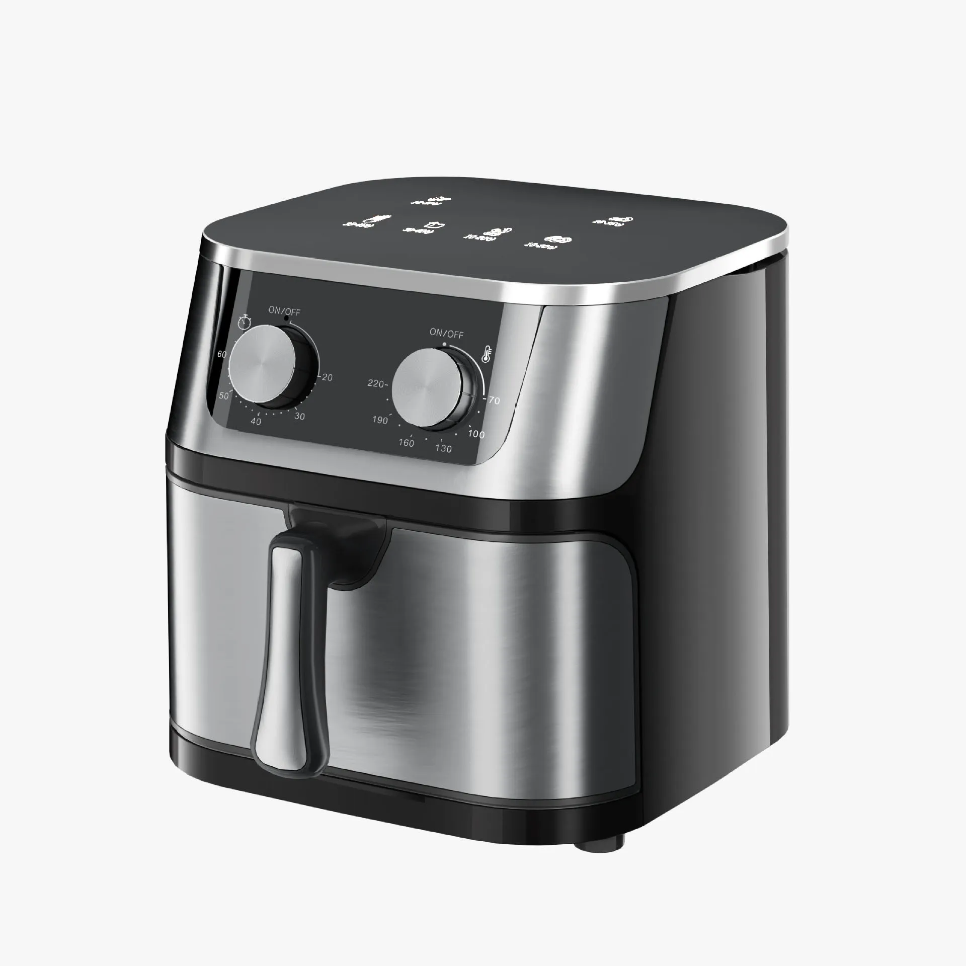 Freidora de Aire de Acero Inoxidable, Gran Capacidad de 8L, sin Aceite, Control Mecánico
