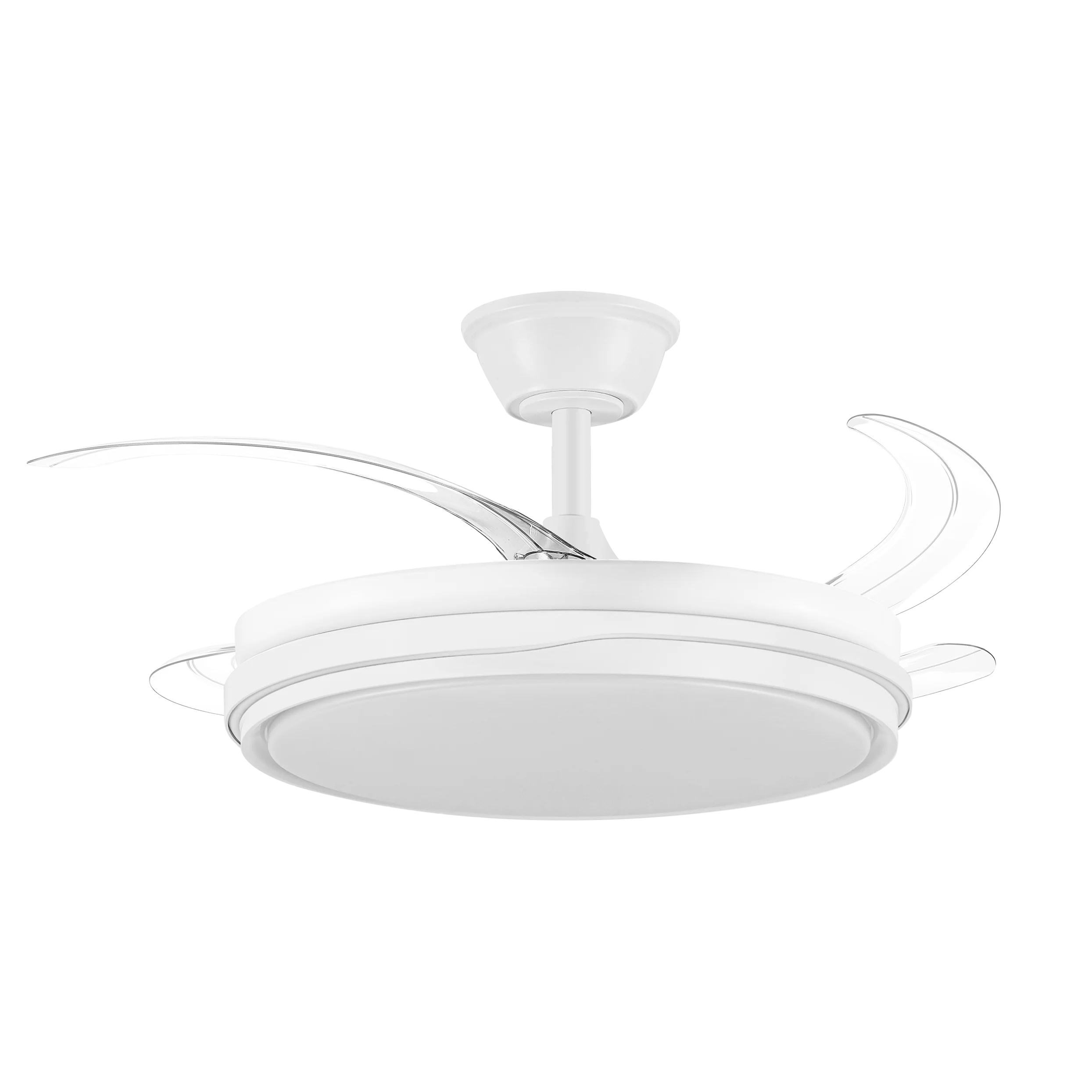 FABRILAMP ABRILA Ventilador Dc Tempano Blanco 59w 4aspas 106d 6980lm 6vel 3000k,4200k,6500k, Regulables de intensidad+Remoto+temporizador+memoria 26 MODO VERANO/INVIERNO Incluye mando a distancia y