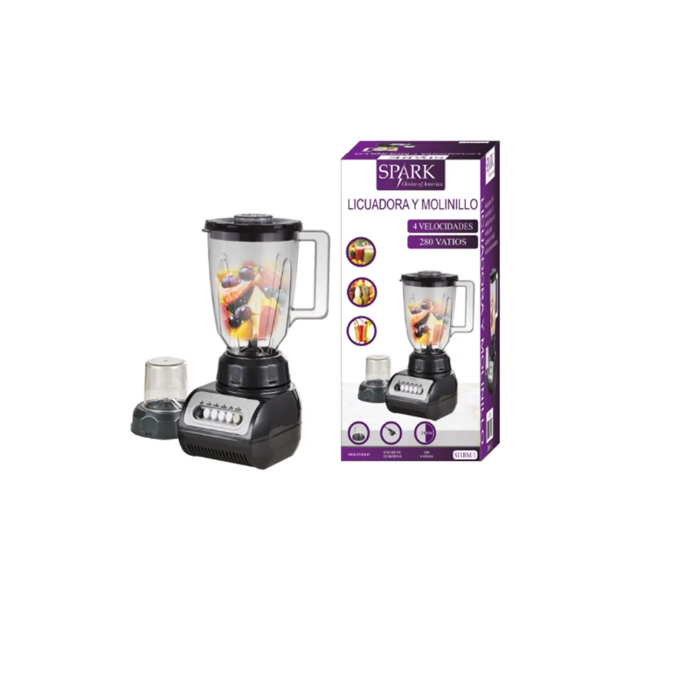 Spark - liquid mixer and grinder 280w plastic glass 1.5l 4 speeds - electric hand blender chopper #2