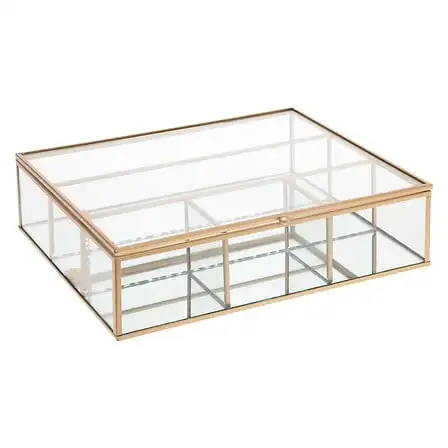 Joyero Mood cristal dorado, 27 cm de largo