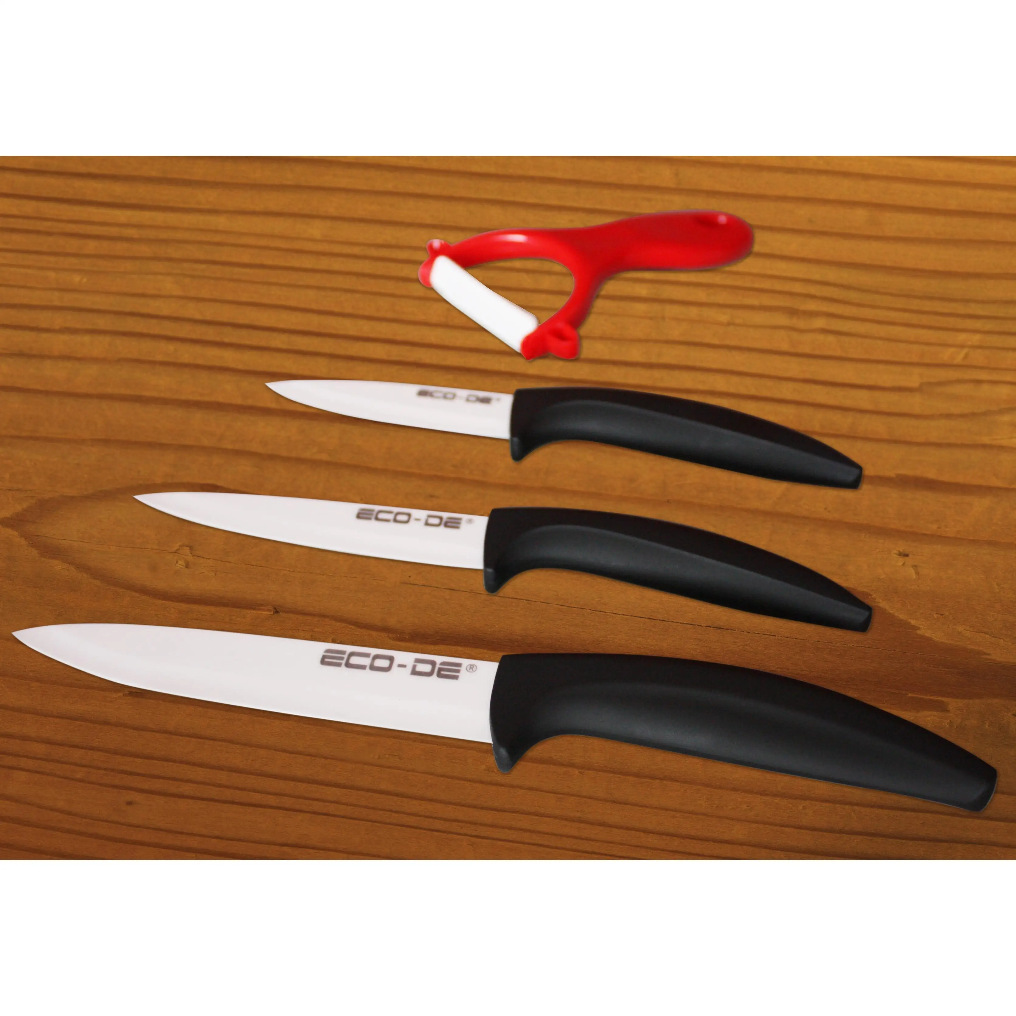 Eco-De Set de 3 Piezas de Cuchillos 100% cerámicos y 1 pelador cerámico