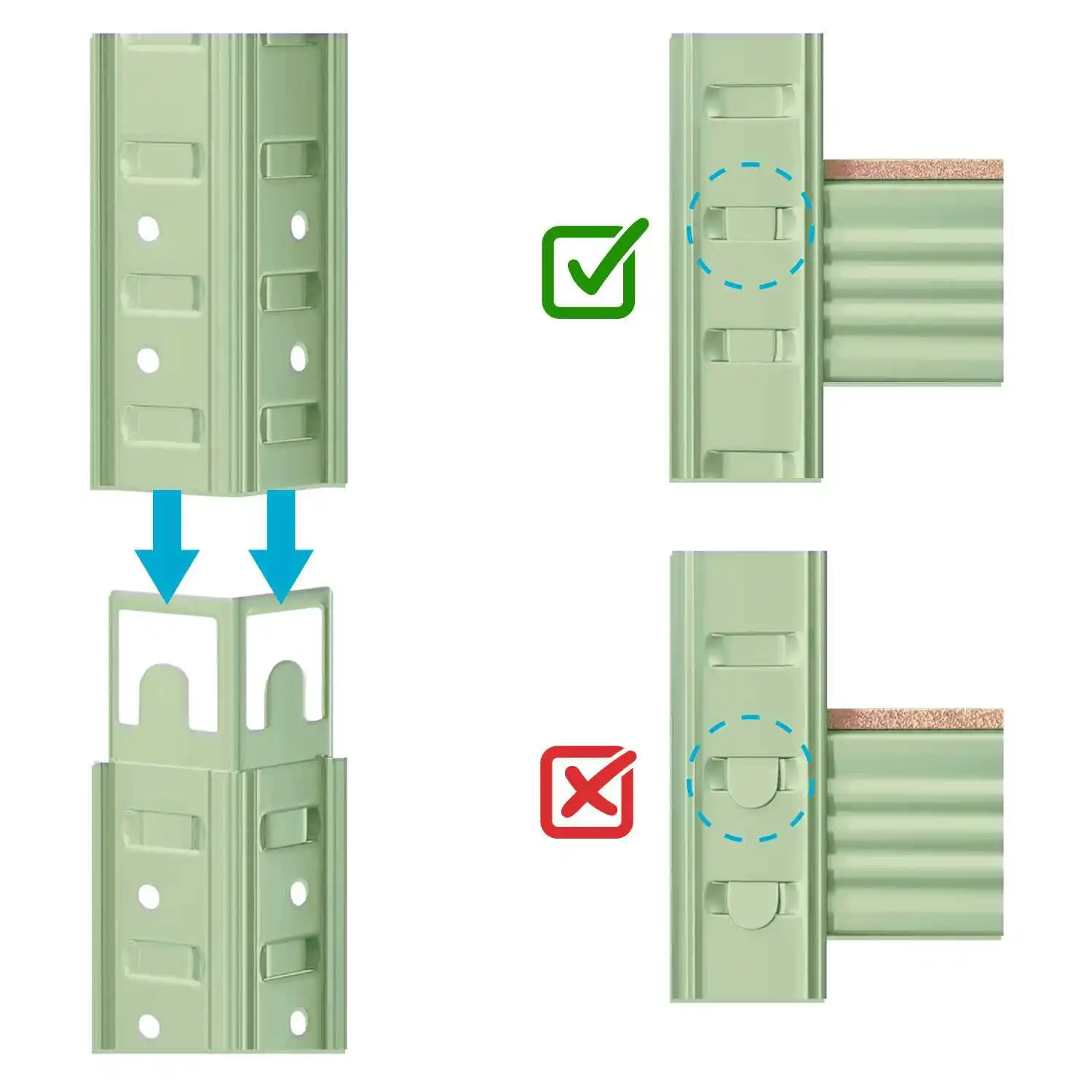 OioDual Metal Shelf Tiny Green Shelf for Home Storage Rack Storage Rack, Furniture, Office, Divisible Storage Shelves, Screwless, 240kg, 4 shelves MDF, 150x60x30cm