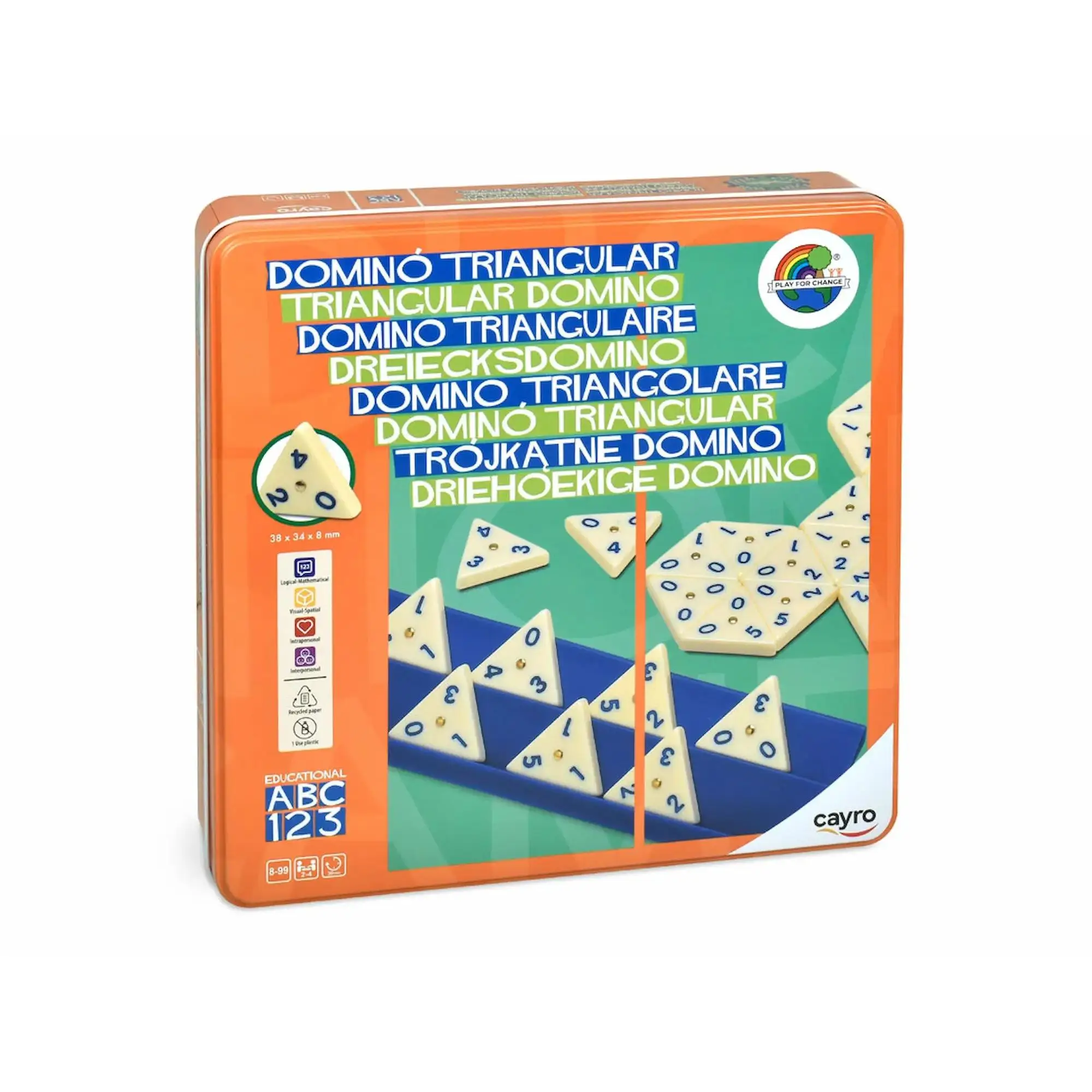 Cayro Juego De Mesa Dominó Triangular Metal Box - Imagen 3