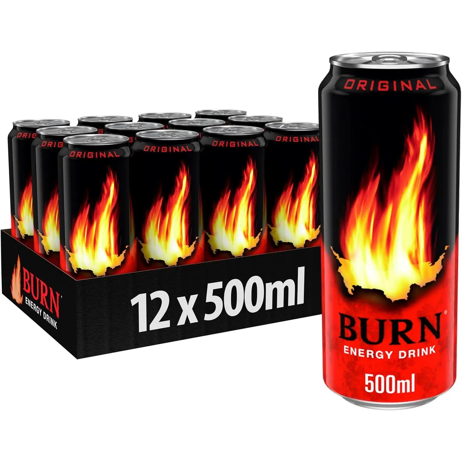 Burn Energy Original, Bebida Energética, Pack 12 latas de 500 ml