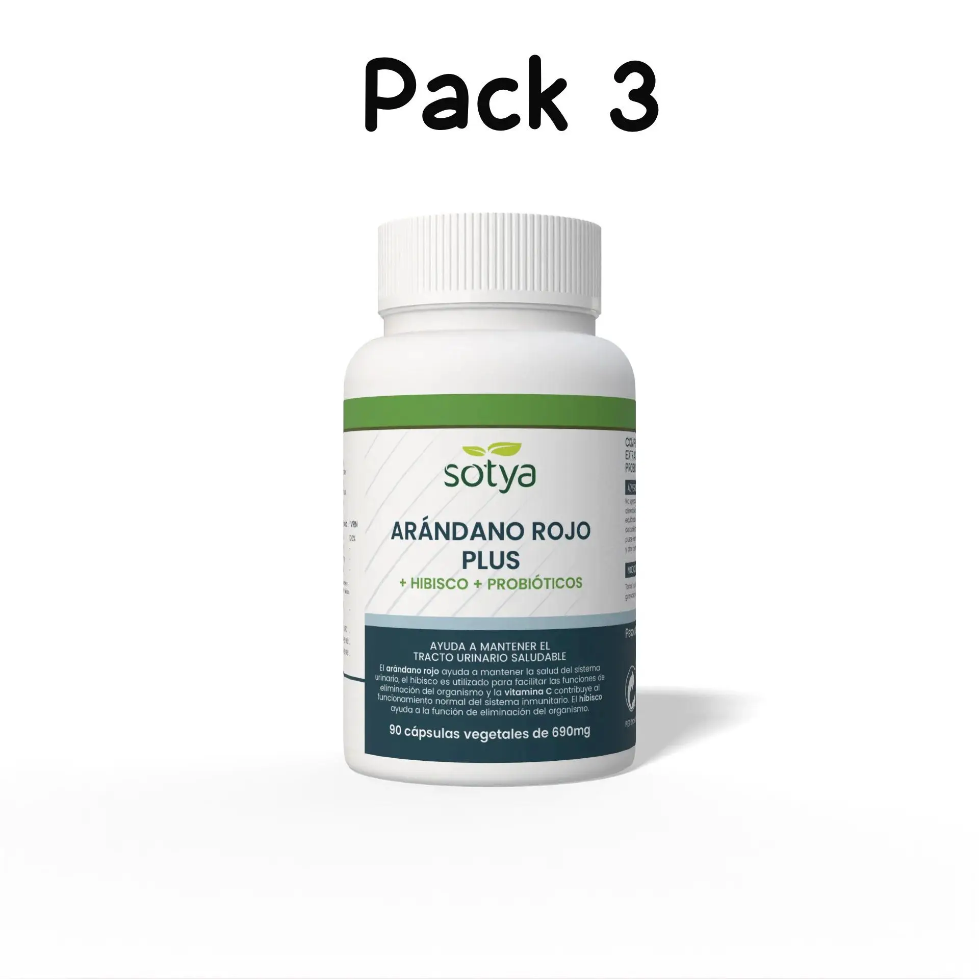 Pack 3 Arándano Rojo + Hibisco + Probióticos 90 cápsulas vegetales de 690mg sotya