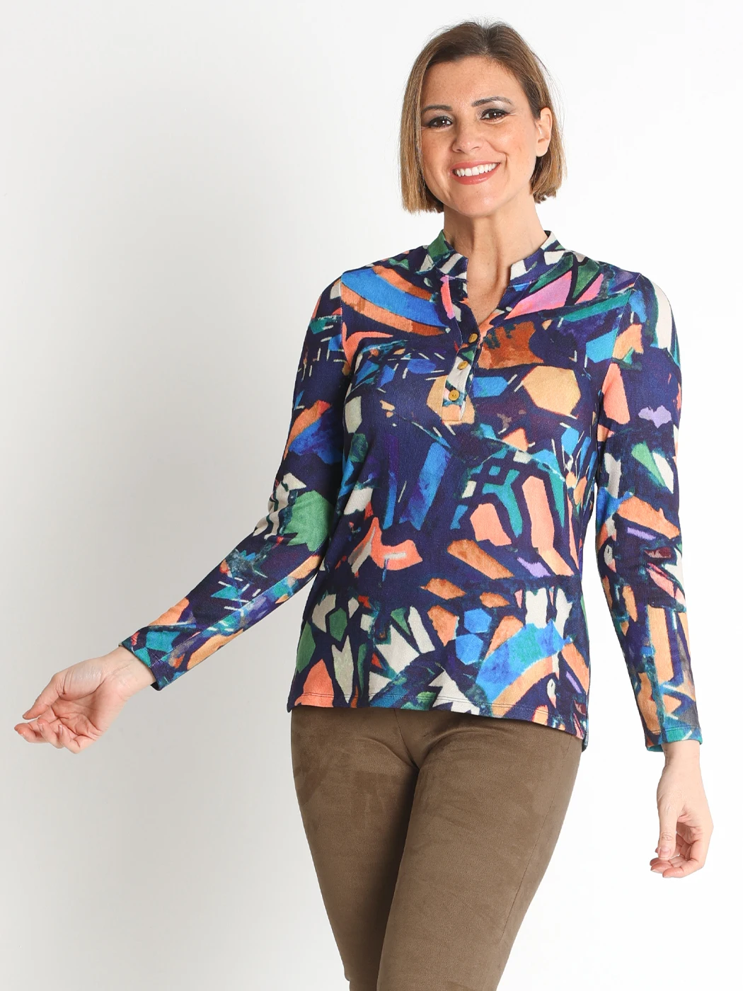 371160N  POLO PUNTO ESTAMPADO CUELLO MAO