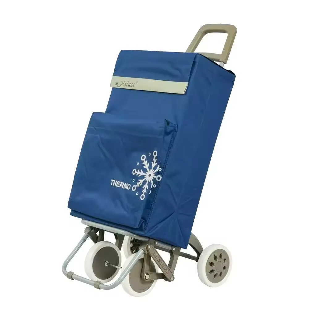 MULTI Trolley Folding Shopping Cart Lightweight Thermos Bag 90x30x39cm 4 Rugged Wheels 40 Liters