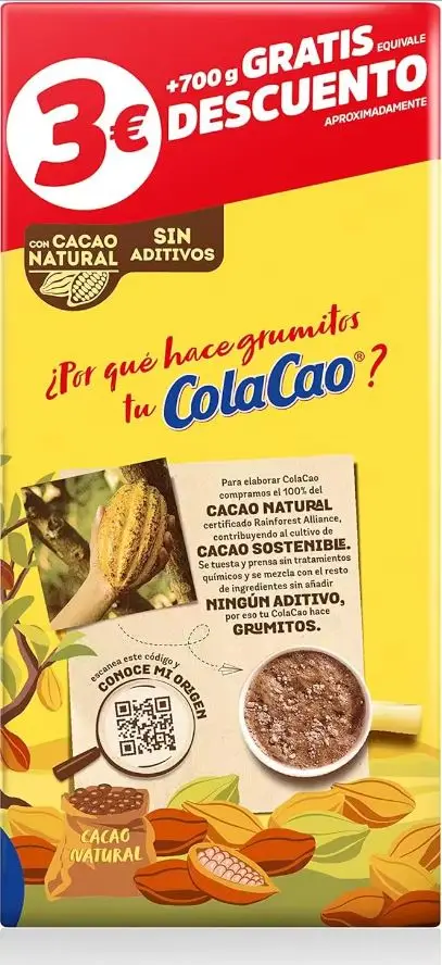 Cola Cao cocoa Soluble case 5 Kg + 700 G