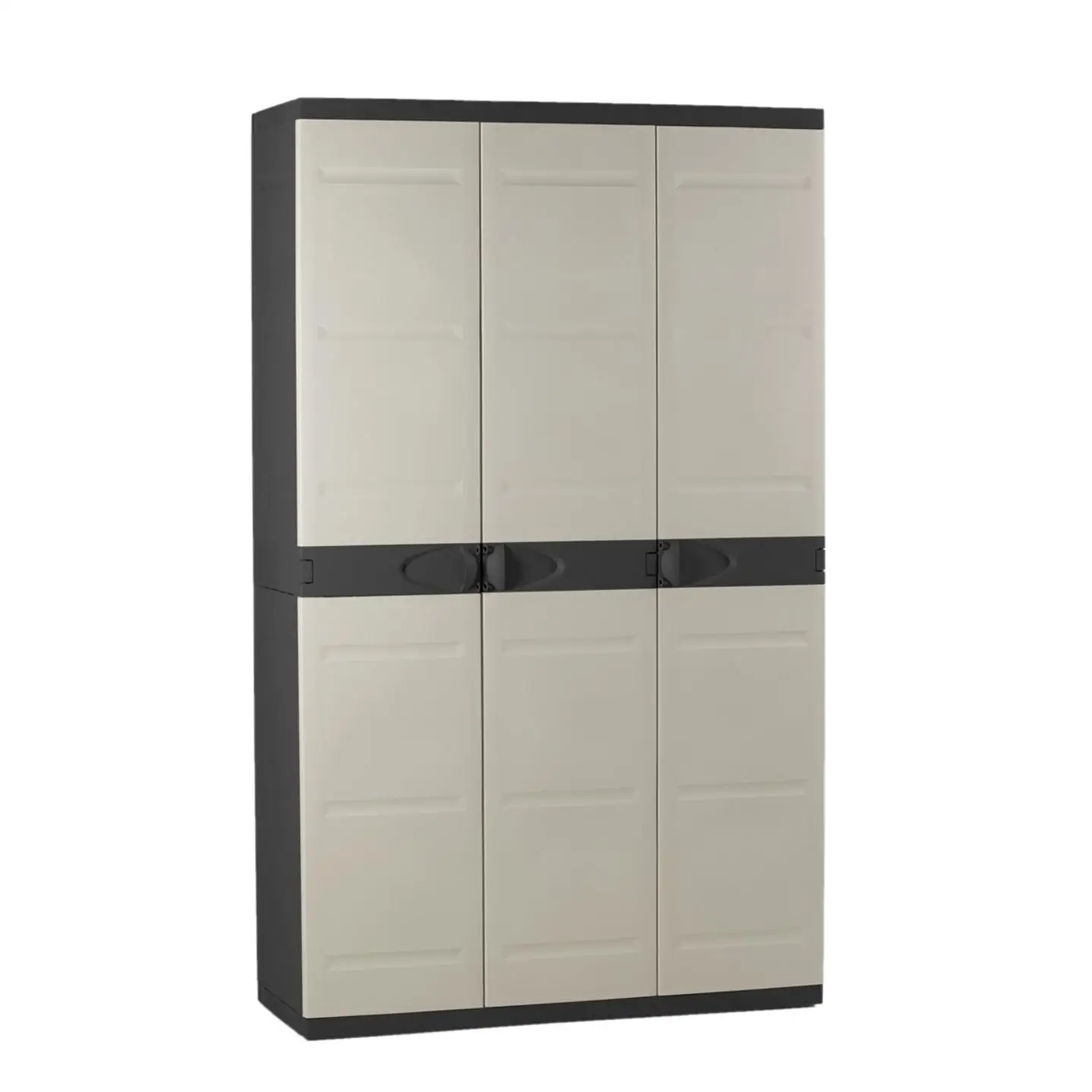 Armario Multiusos de 3 Puertas con 4 Baldas - 176 x 105 x 41 cm - Beige / Negro Recamania Plastiken