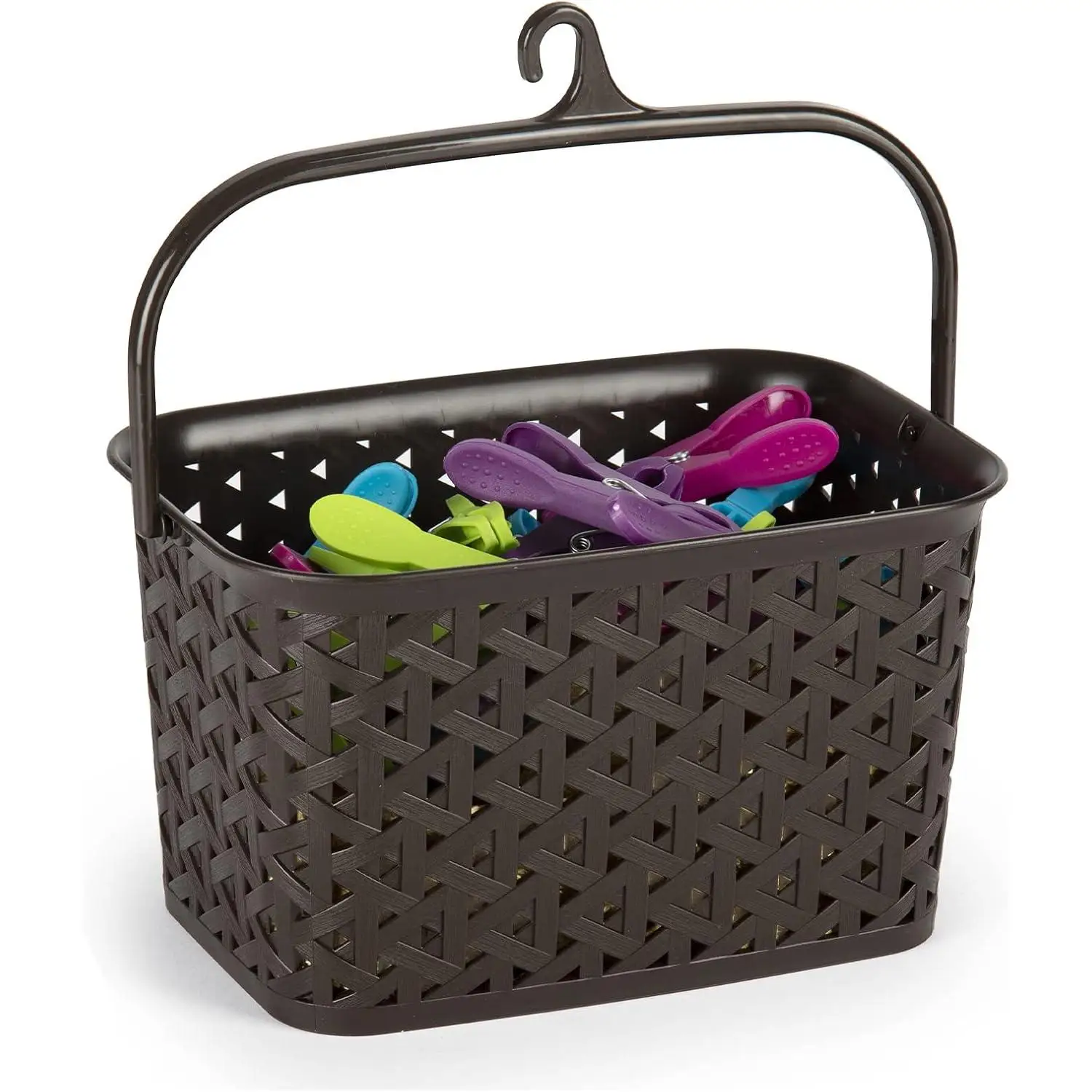 C.A | Cesta para Pinzas de Ropa 🧺 | Con Colgador | Diseño Práctico y Resistente | Ideal para Lavandería, Tendedero y Exterior
