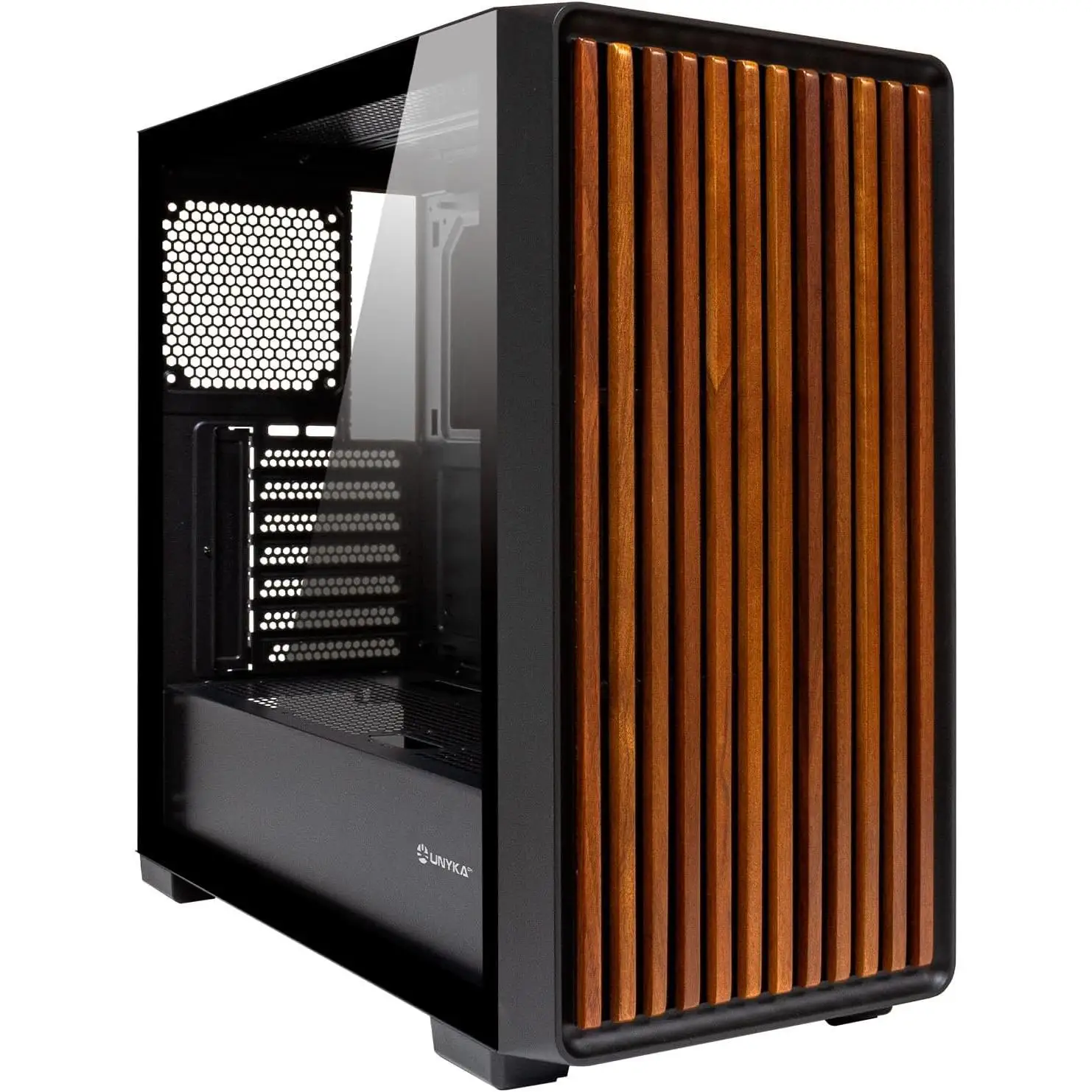 UNYKAch Caja ATX Revelat Madeira Black con Lateral de Cristal Templado Apta para Tarjetas de hasta 425 mm y Refrigeración Líquida de hasta 360 mm