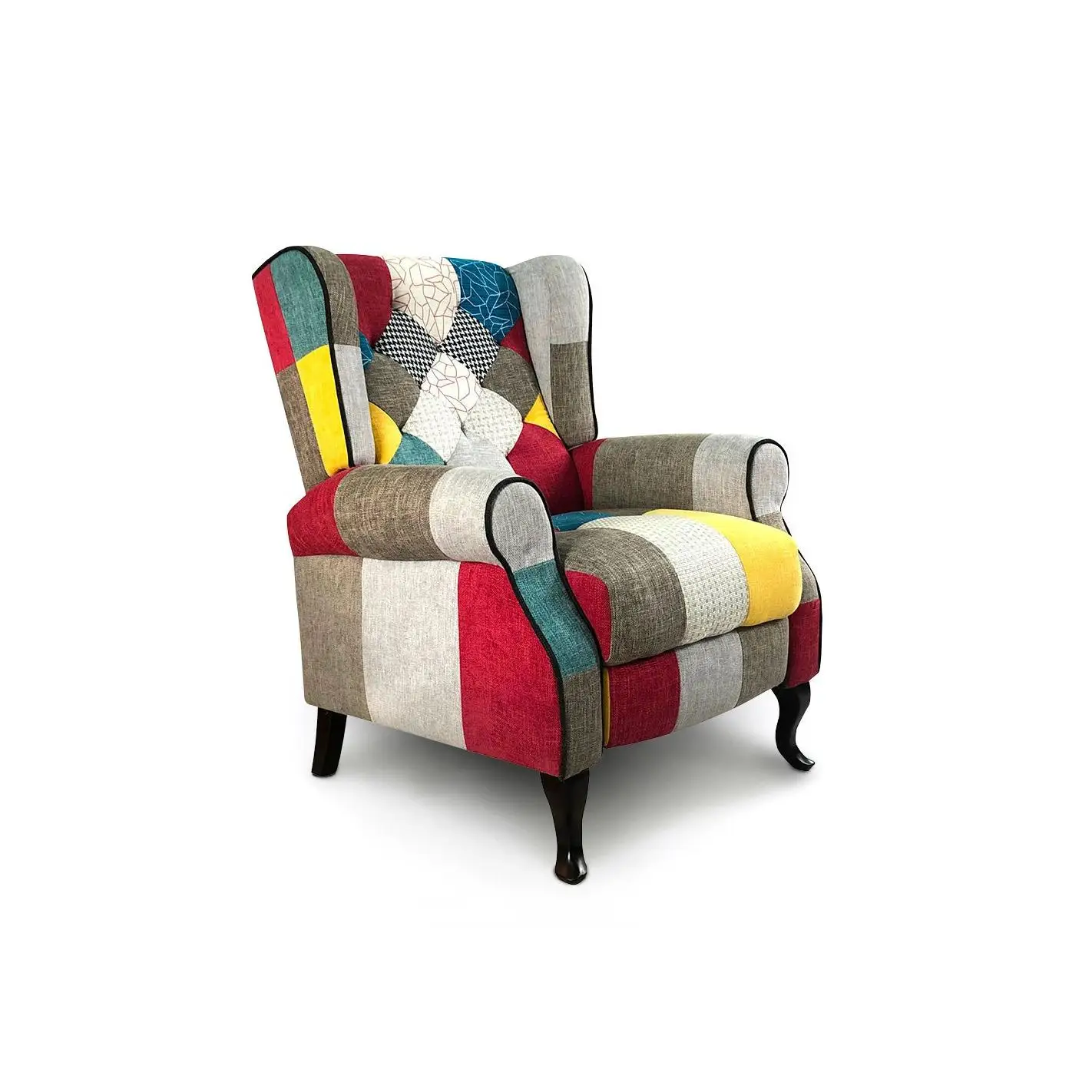 Mediawave Store Poltrona Relax Reclinabile Pacifica Tessuto Patchwork Imbottita con Poggiapiedi