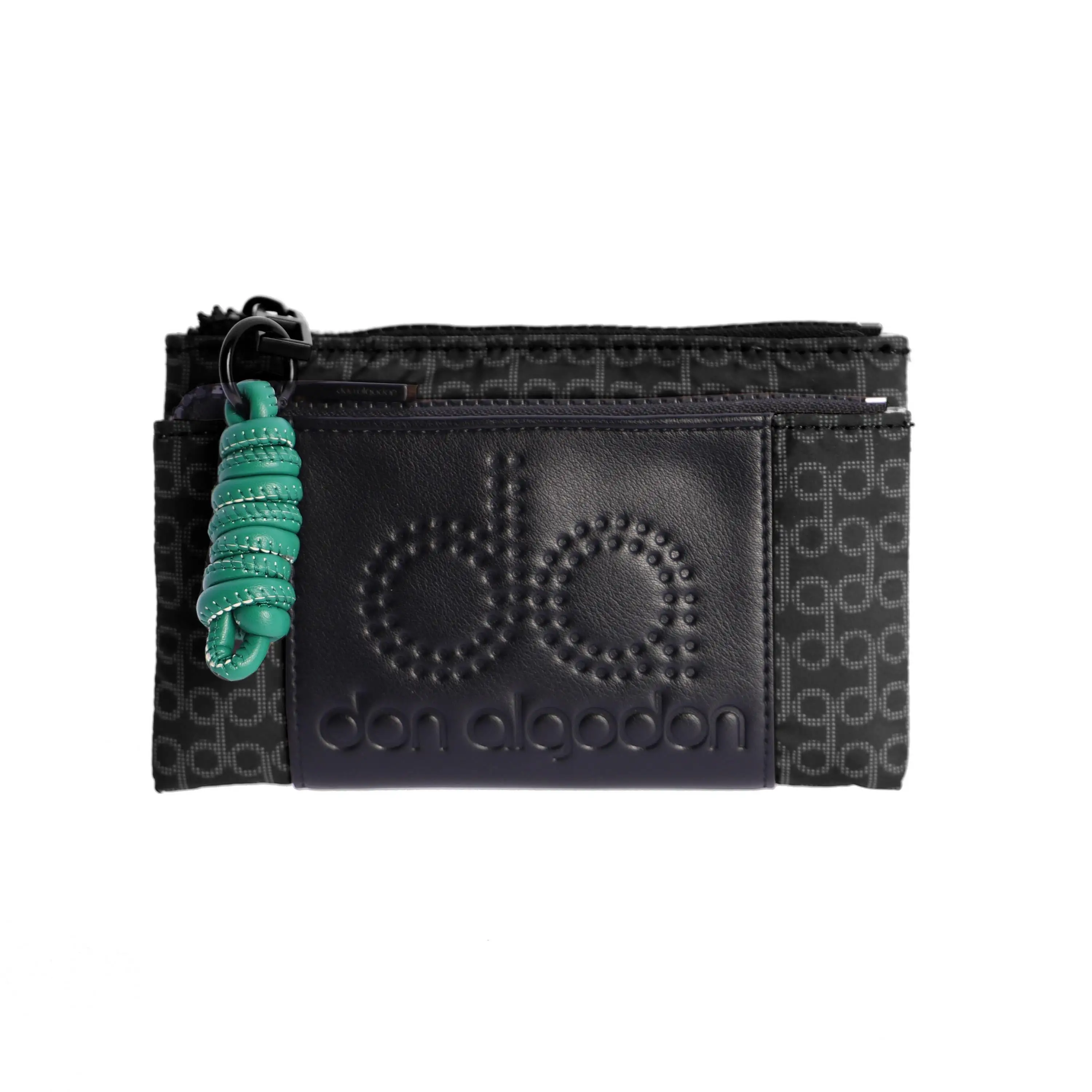 Women's Fano Cotton Wallet Black Faux Leather with Zipper