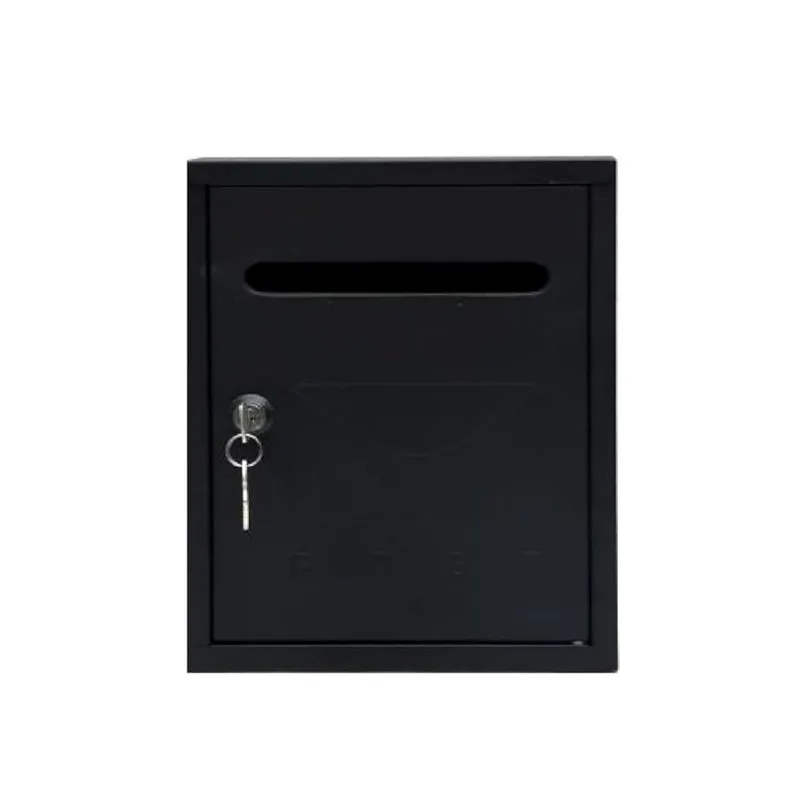 Compact steel vertical wall mailbox with lock - large opening - includes screws (white/black)