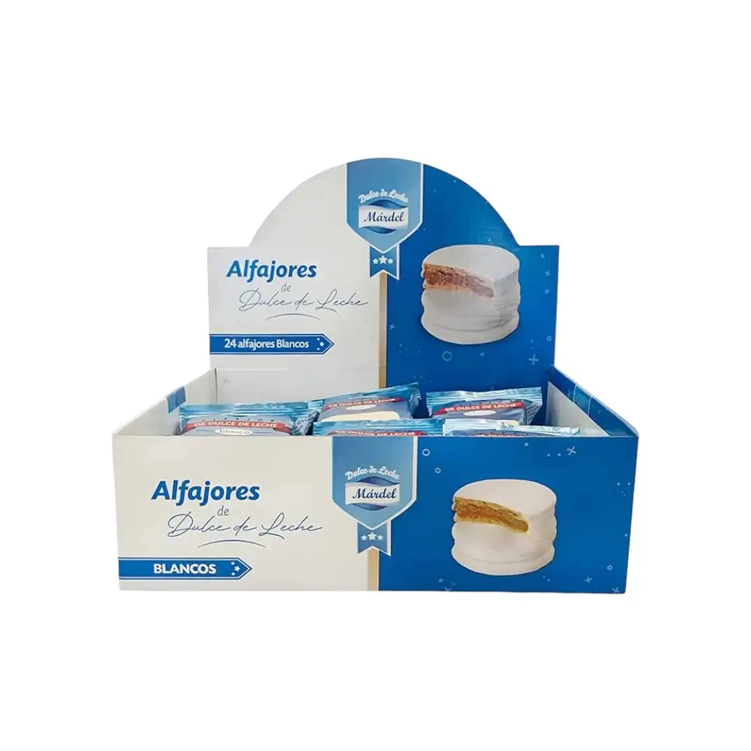 Alfajores Mardel de Dulce de Leche Cubiertos con Chocolate Blanco, 24 Unidades, Ideal para Postre o Merienda - 24 uds -QUMIR